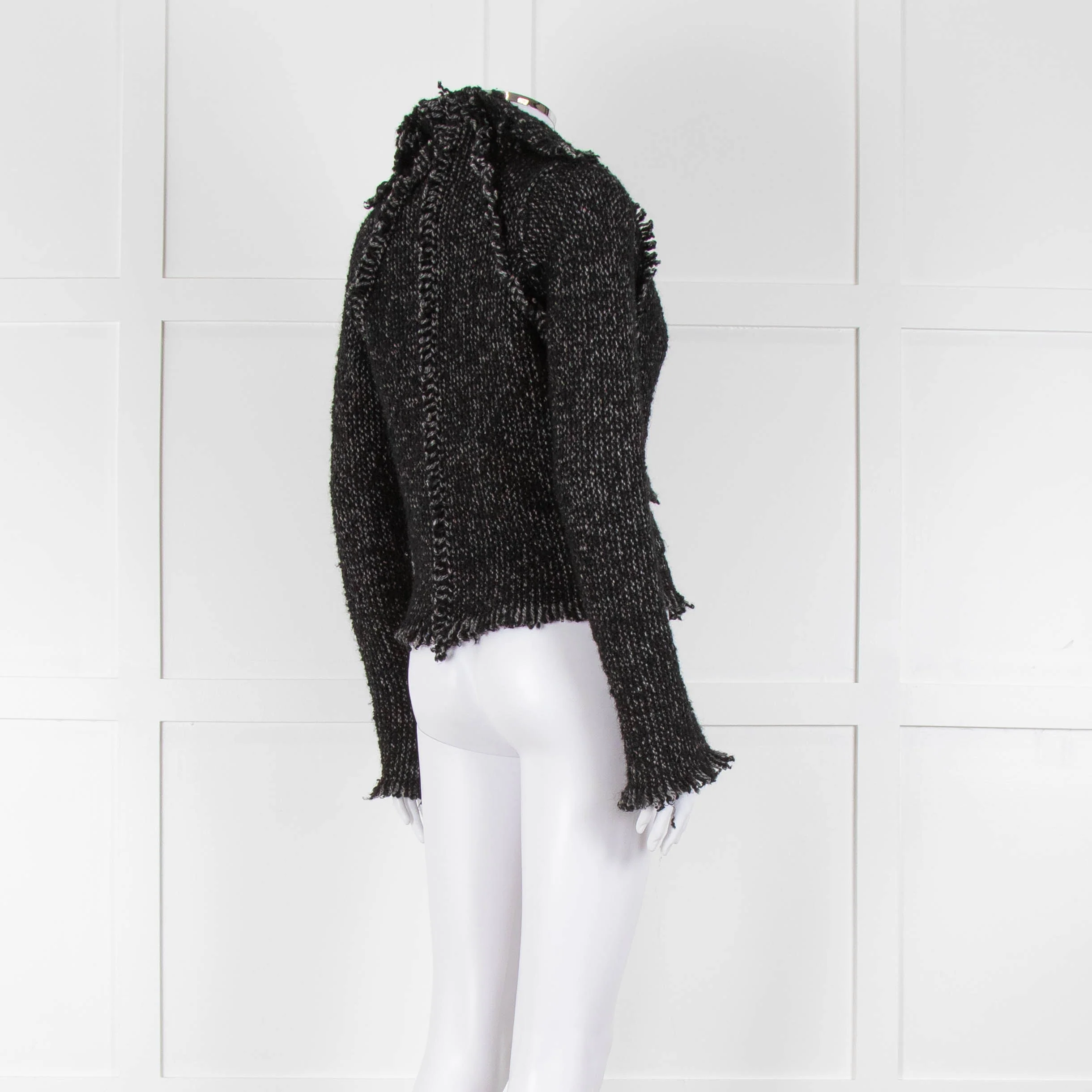 Zadig & Voltaire Grey And Black Fleck Freyed Hem Cardigan - Image 4