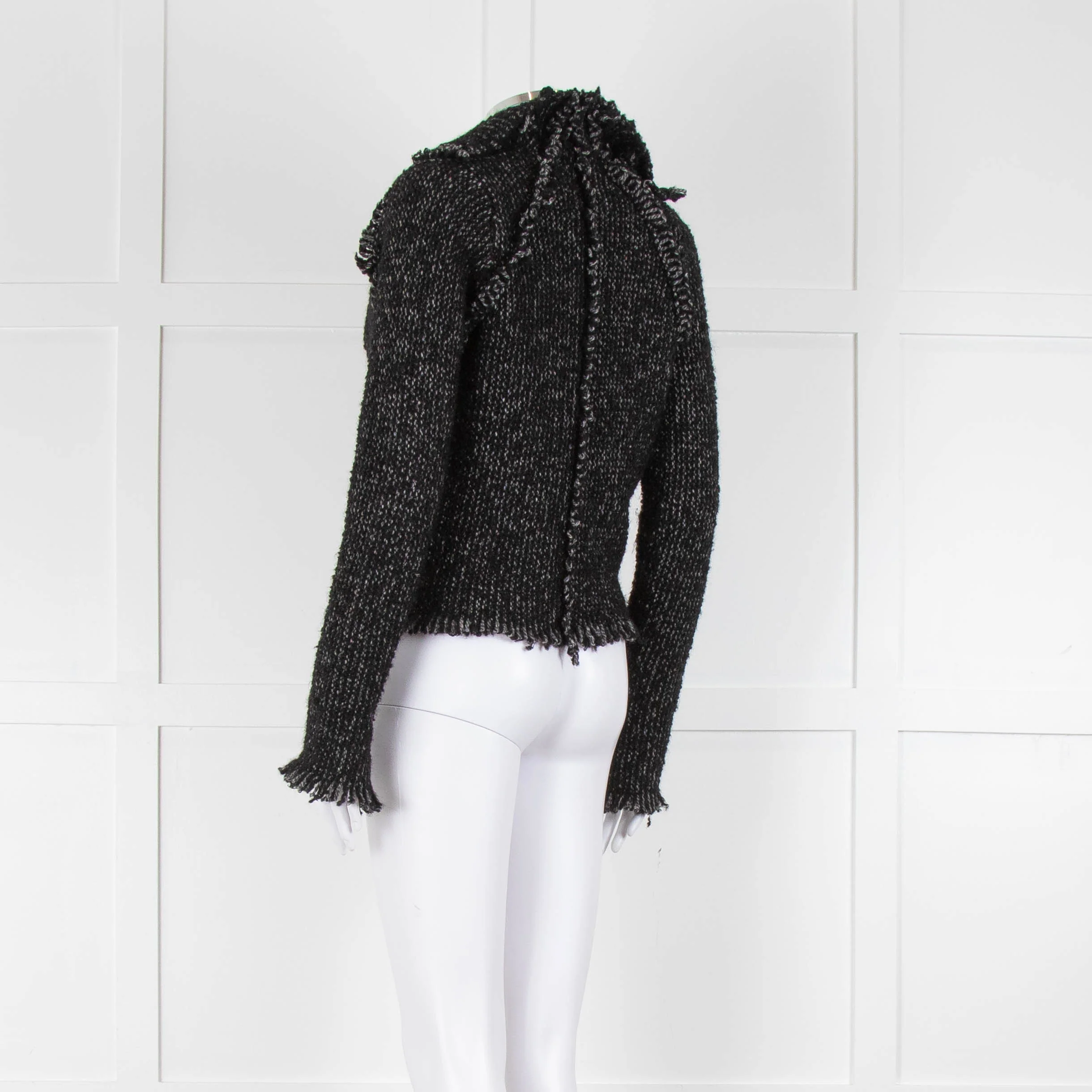 Zadig & Voltaire Grey And Black Fleck Freyed Hem Cardigan - Image 6