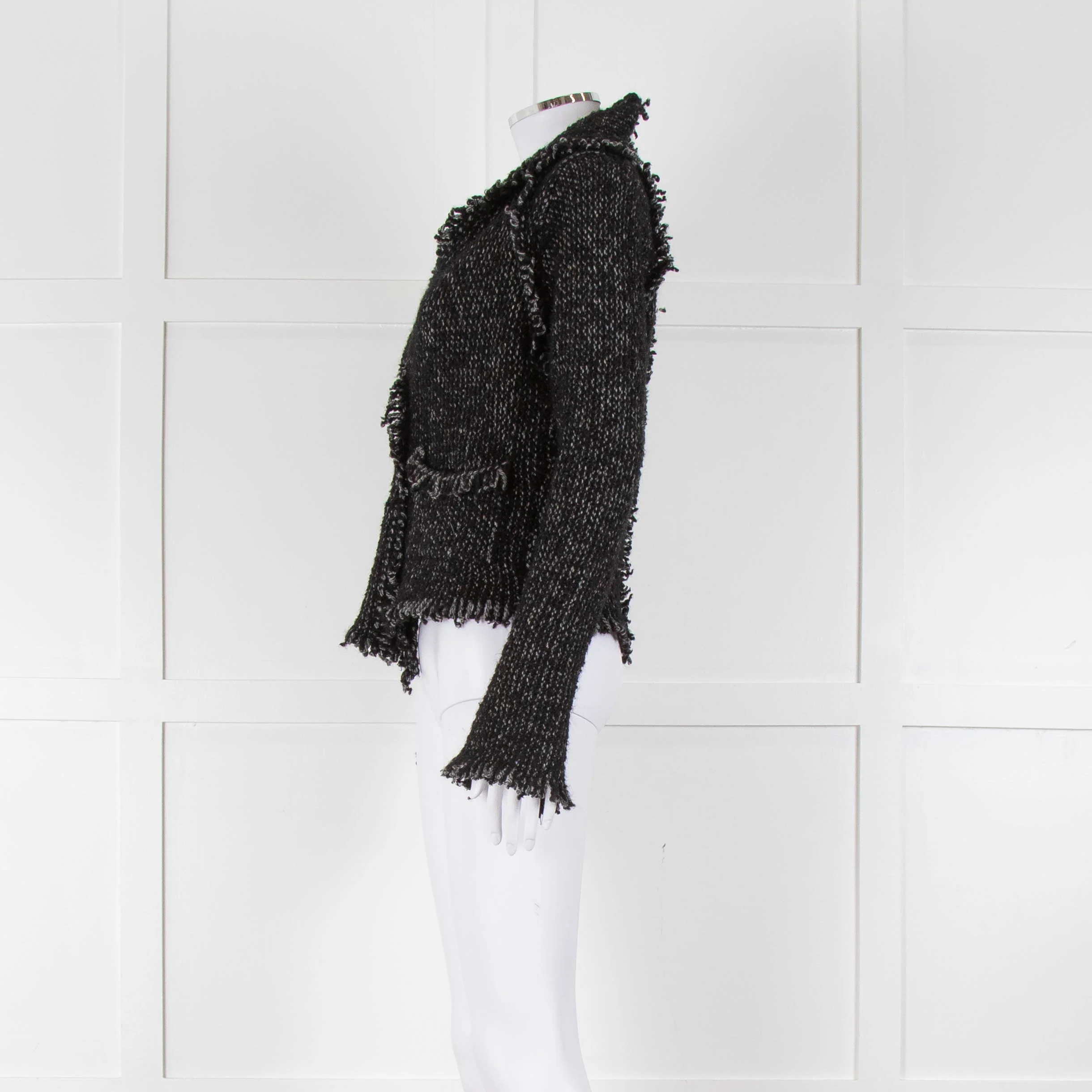 Zadig & Voltaire Grey And Black Fleck Freyed Hem Cardigan - Image 7