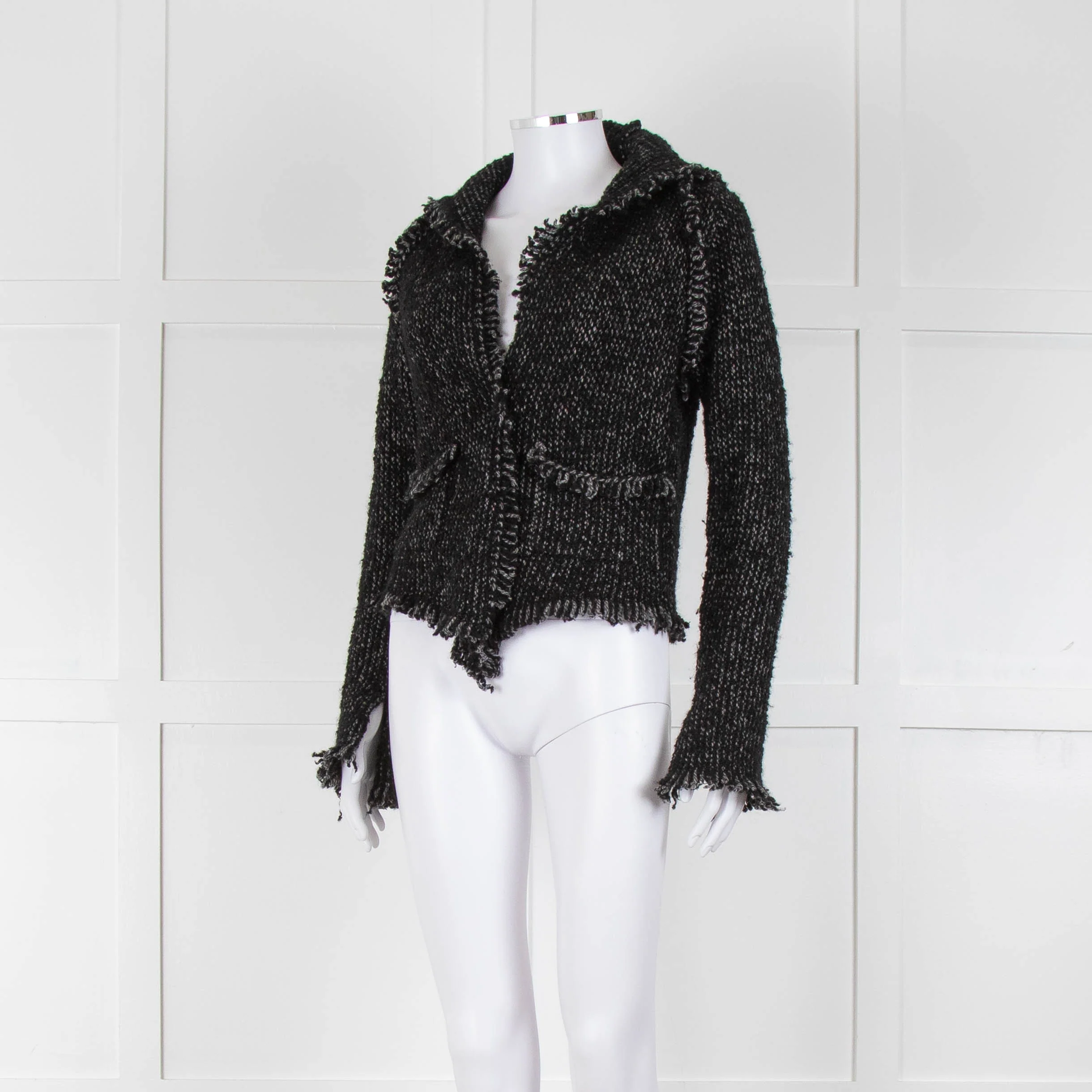 Zadig & Voltaire Grey And Black Fleck Freyed Hem Cardigan - Image 8