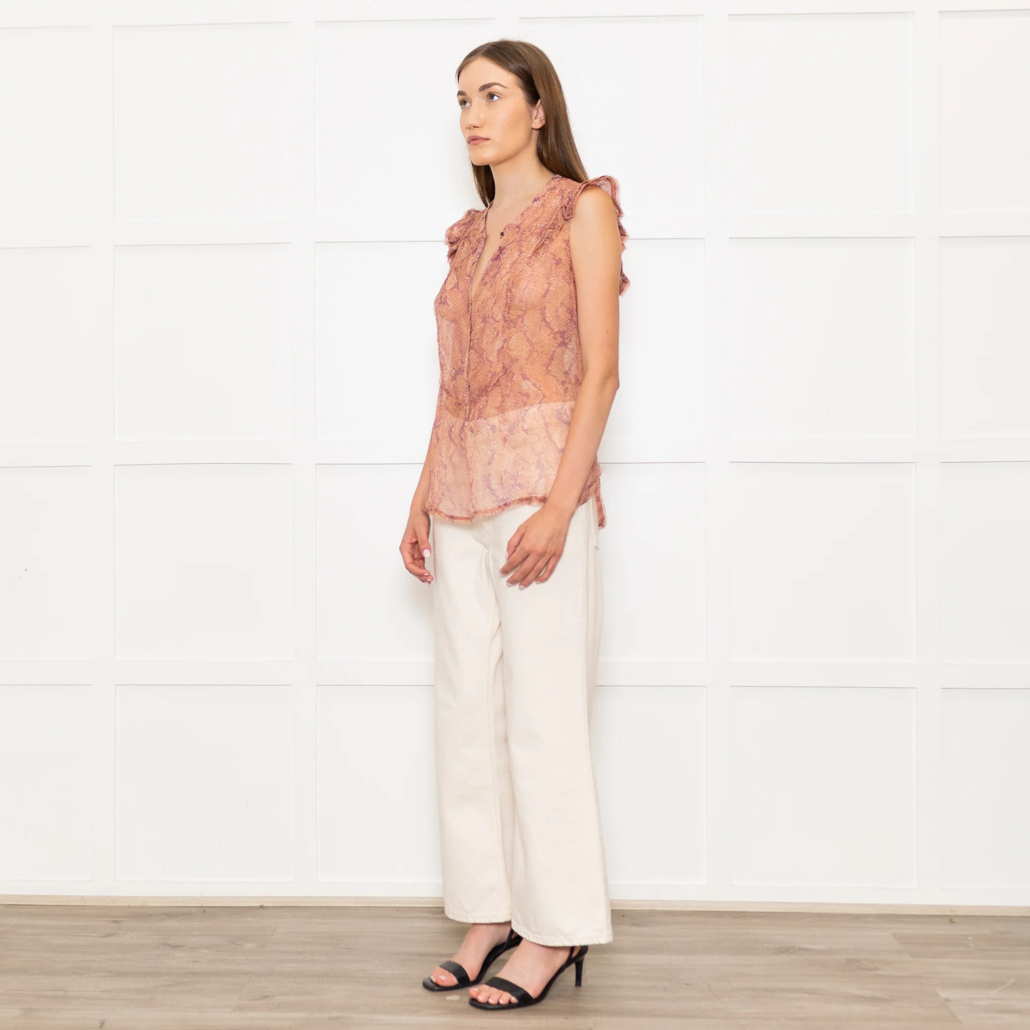 Zadig & Voltiare Pink And Purple Snake Print Sheer Blouse - Image 3