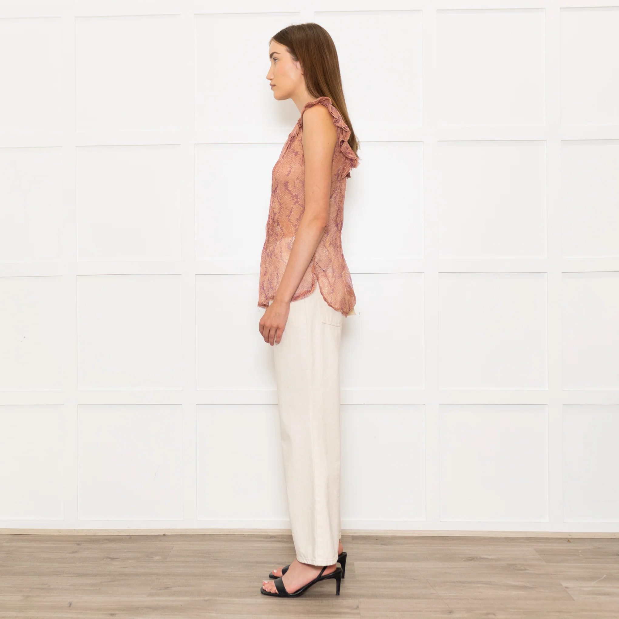 Zadig & Voltiare Pink And Purple Snake Print Sheer Blouse - Image 4