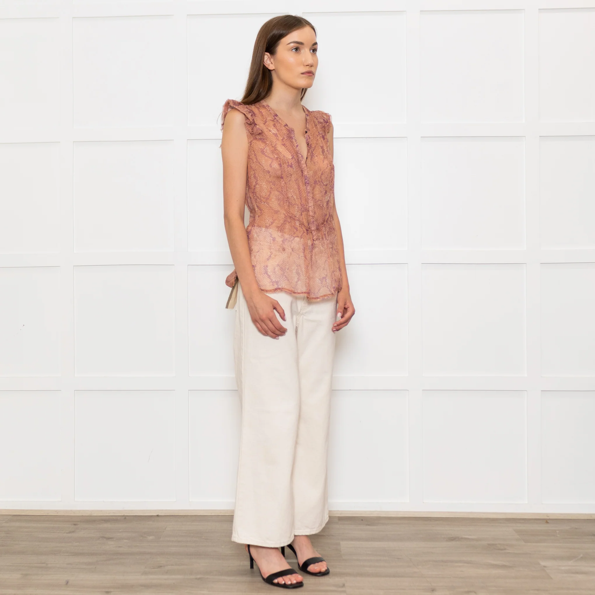 Zadig & Voltiare Pink And Purple Snake Print Sheer Blouse - Image 7