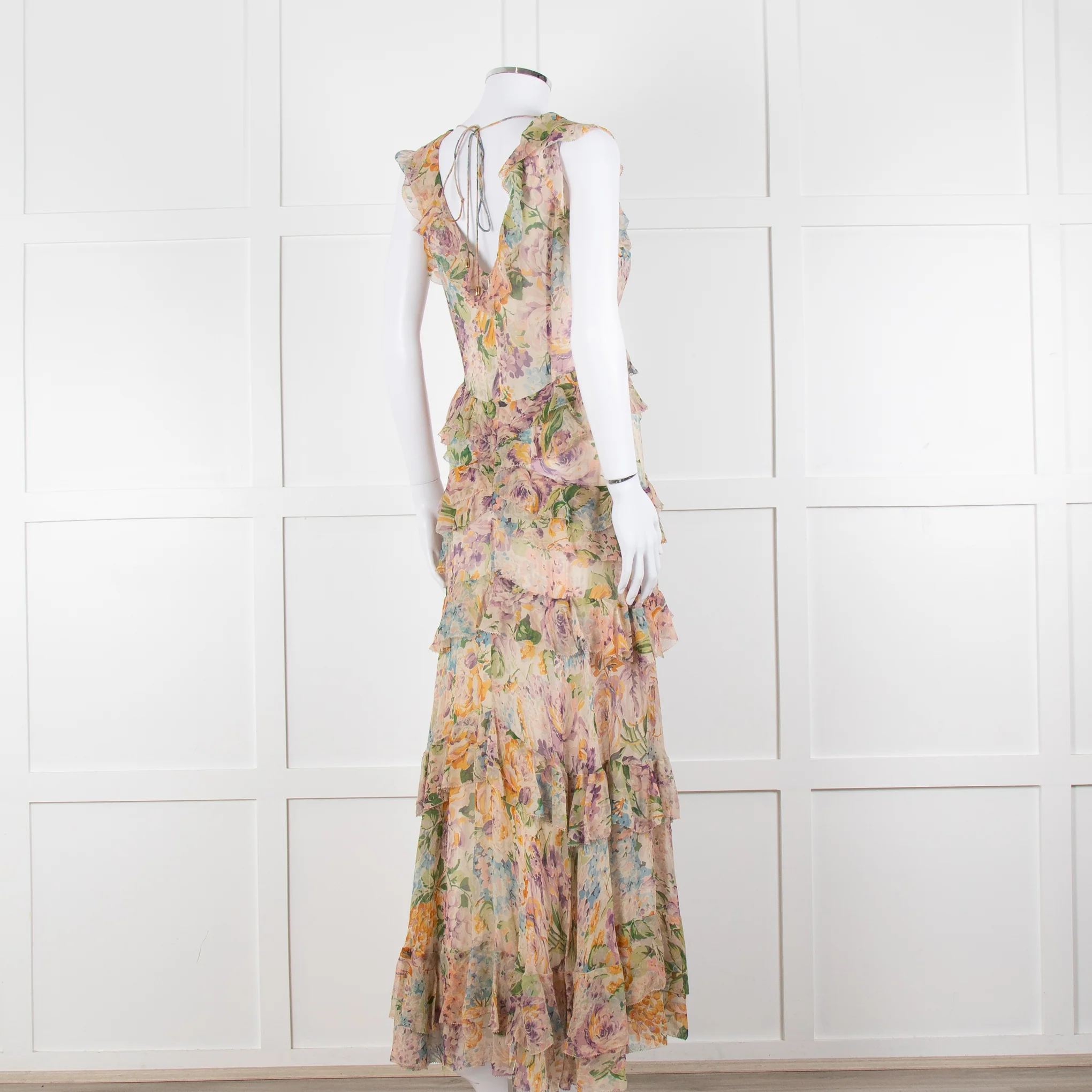 Zimmermann Multi Colour Flower Print Chiffon Sleeveless Maxi Dress - Image 4