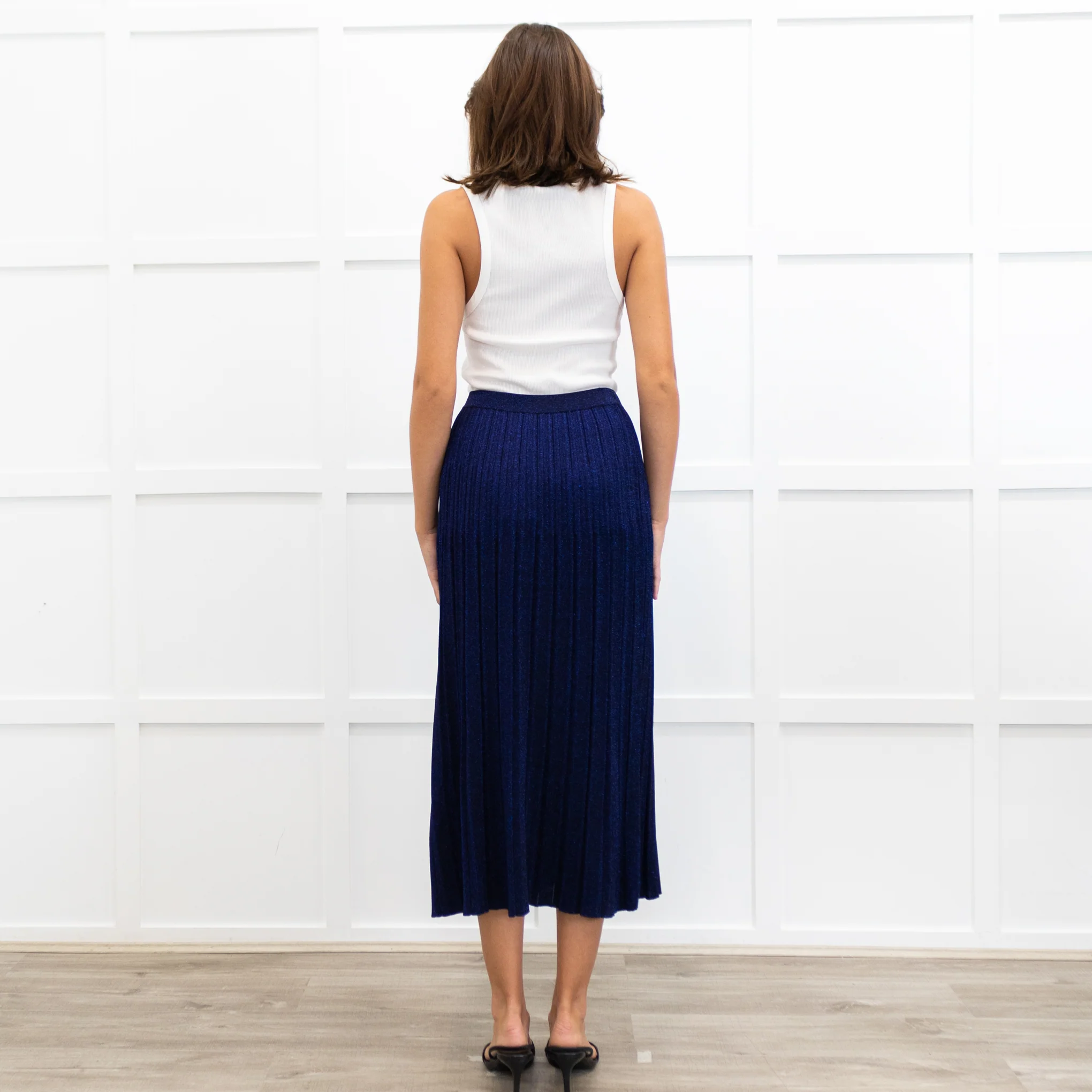 Zimmermann Blue/ Purple Sparkle Knit Pleated Long Skirt - Image 5
