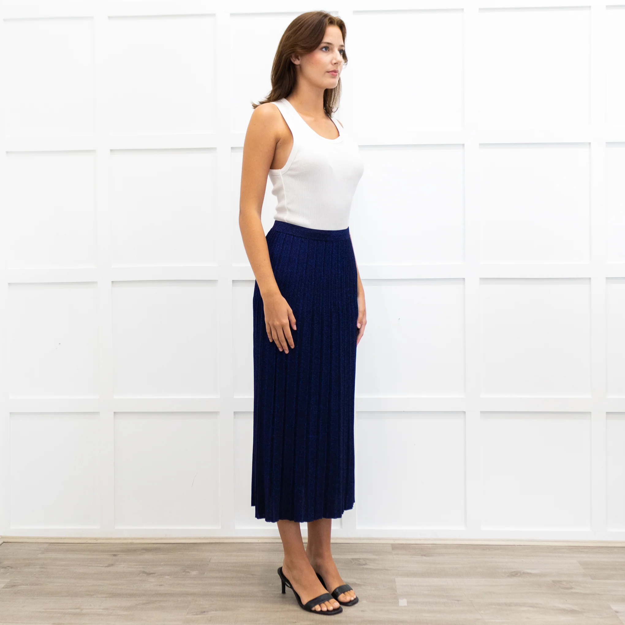 Zimmermann Blue/ Purple Sparkle Knit Pleated Long Skirt - Image 7