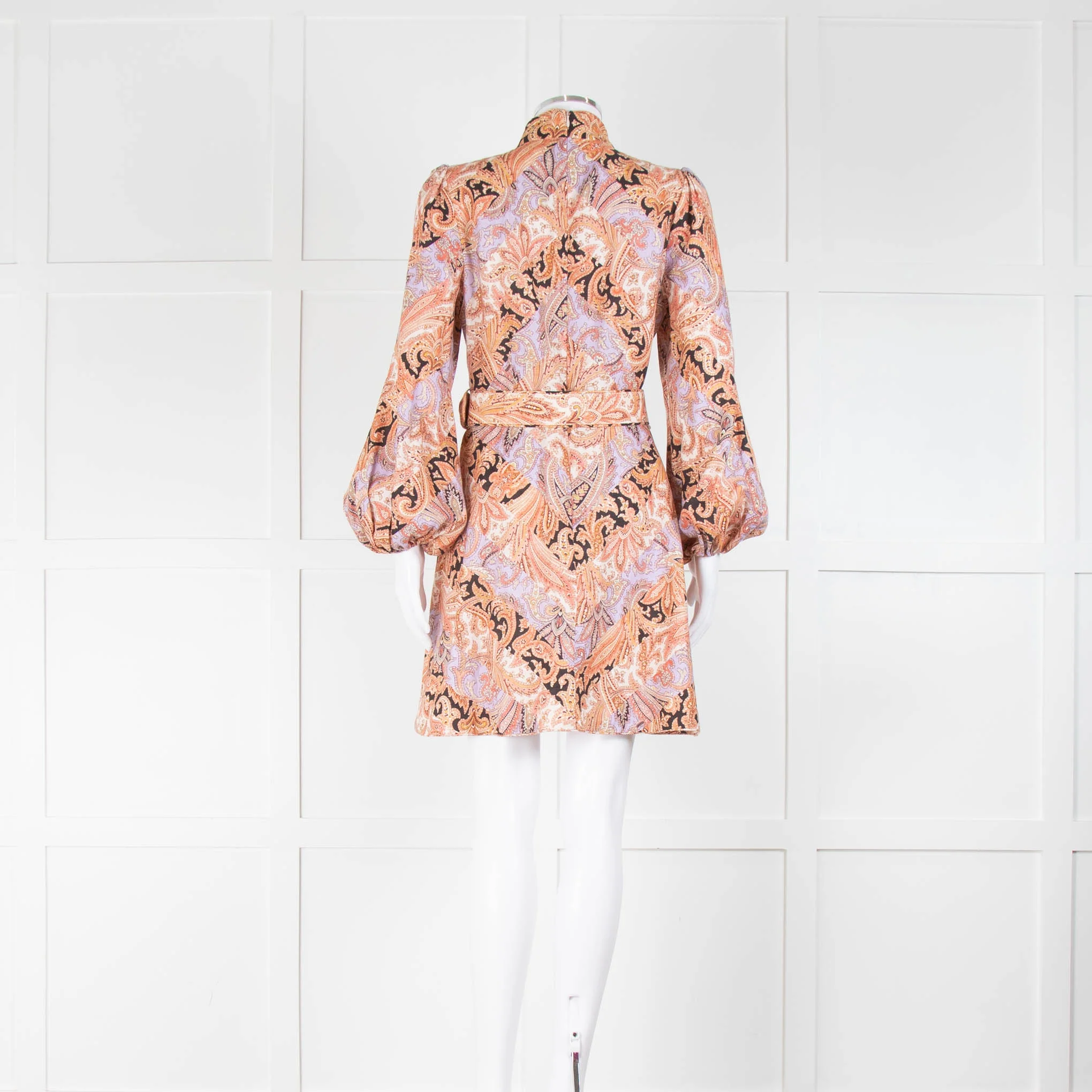 Zimmermann Baroque Patterned Button Up Mini Dress with Belt - Image 3