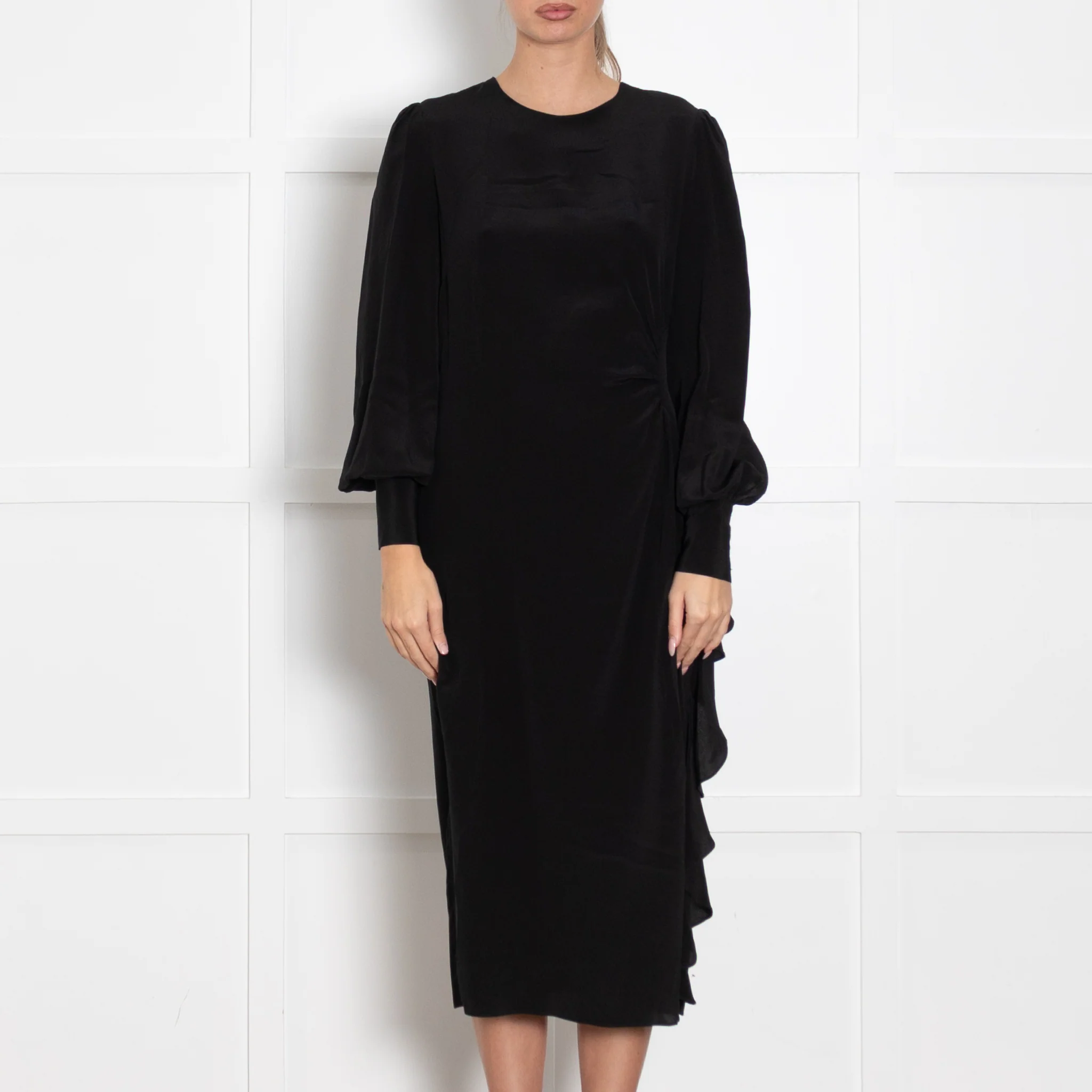 Zimmermann Black Long Sleeve Dress With Side Pleat Detail - Image 2