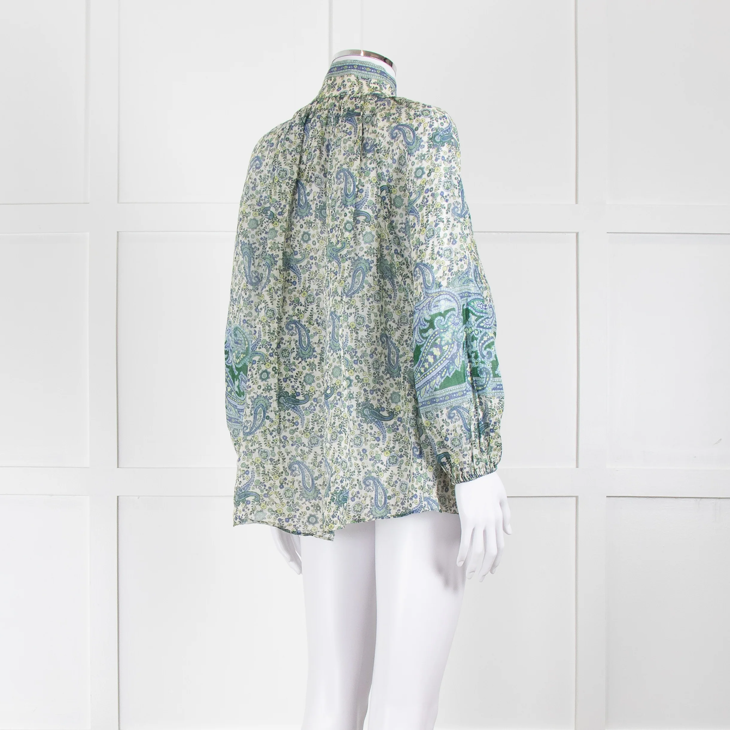 Zimmermann Blue and Green Paisley High Neck - Image 4