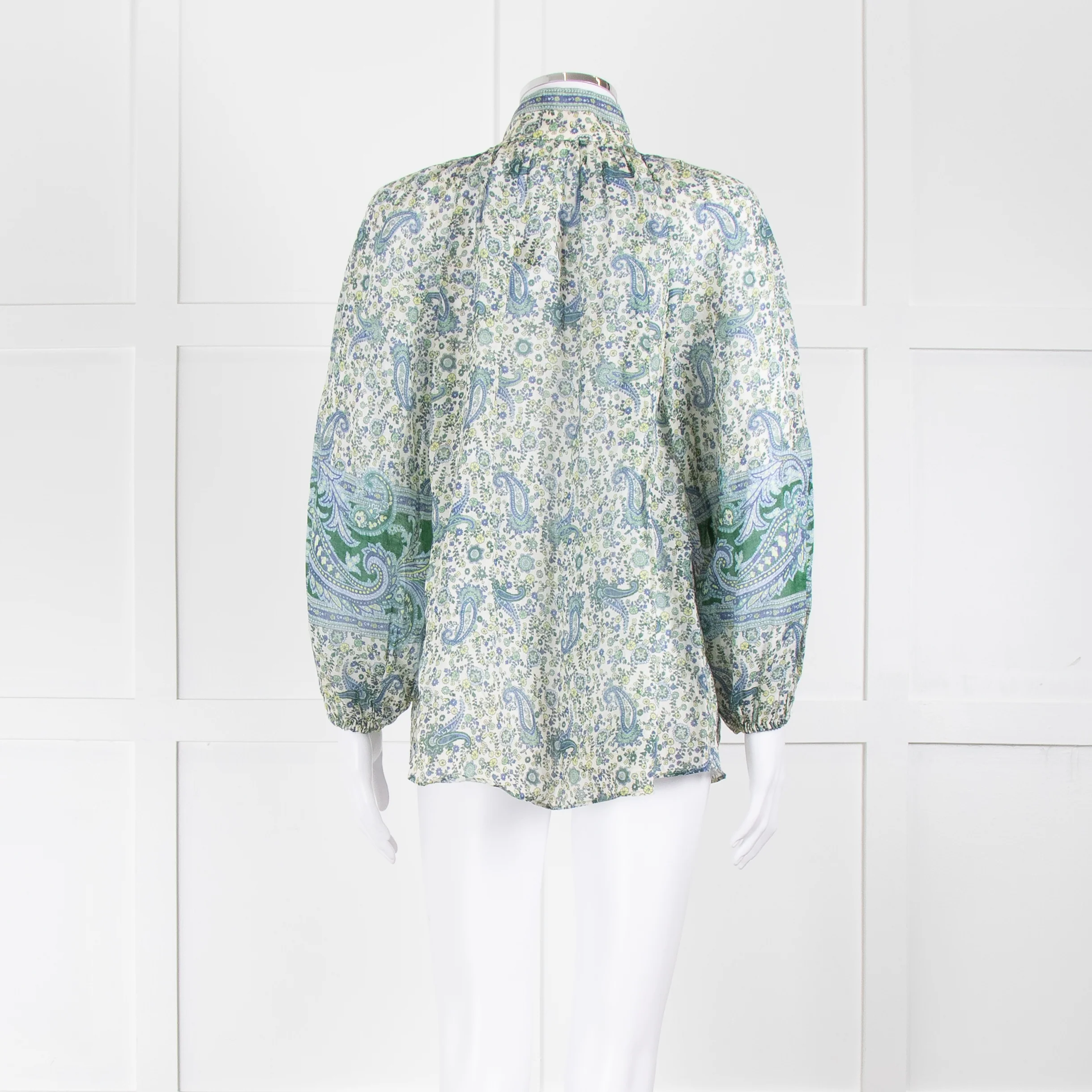 Zimmermann Blue and Green Paisley High Neck - Image 5