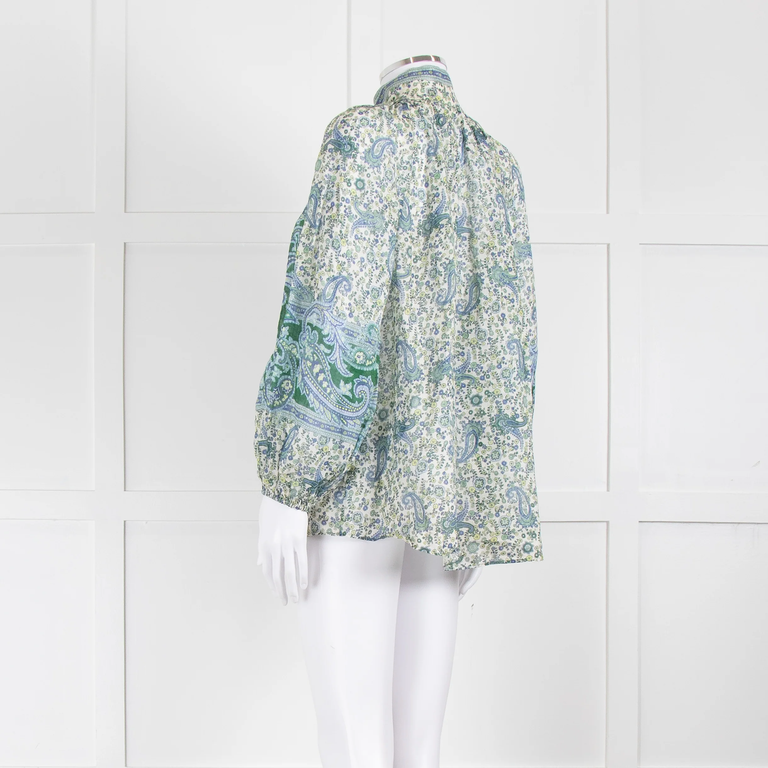 Zimmermann Blue and Green Paisley High Neck - Image 6