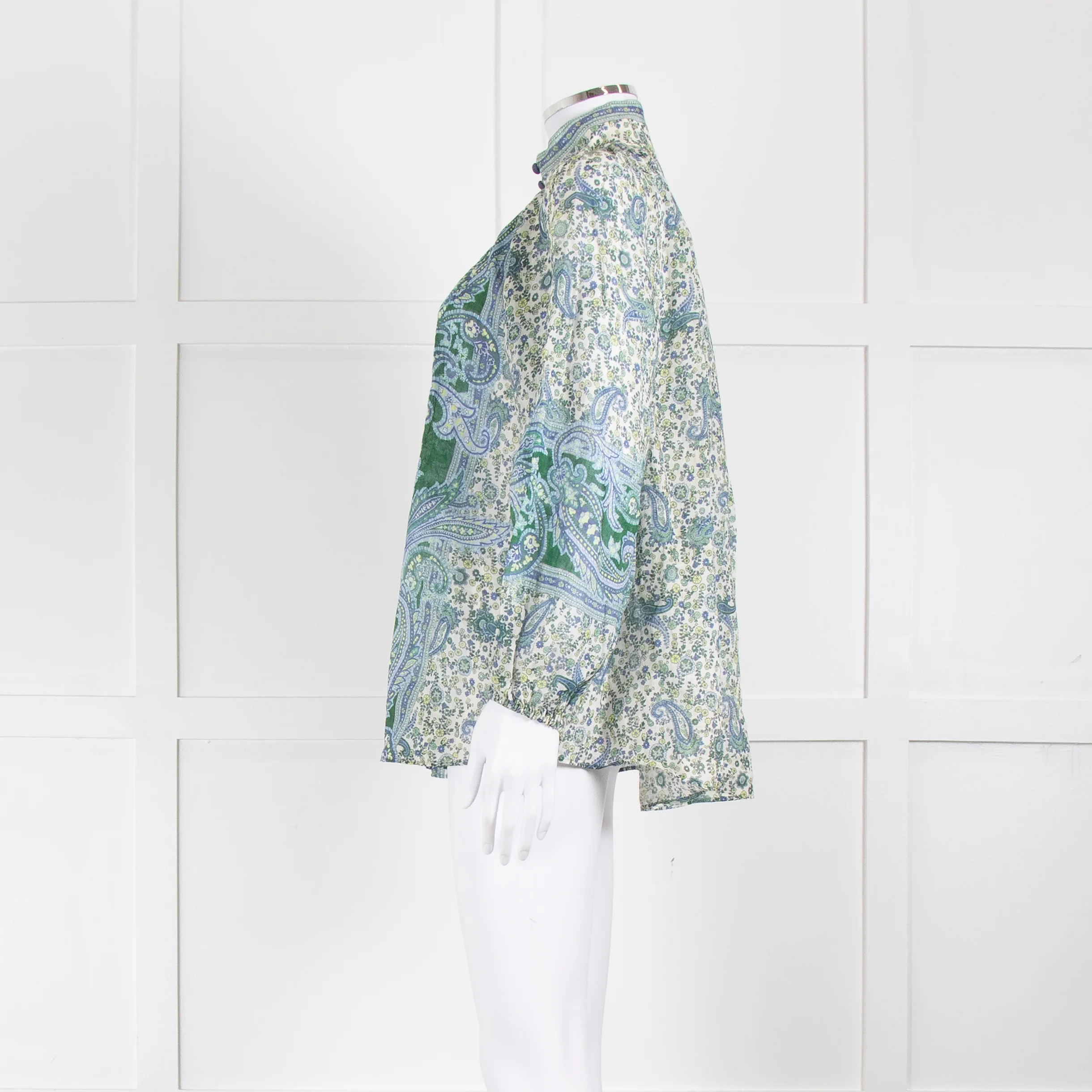 Zimmermann Blue and Green Paisley High Neck - Image 7