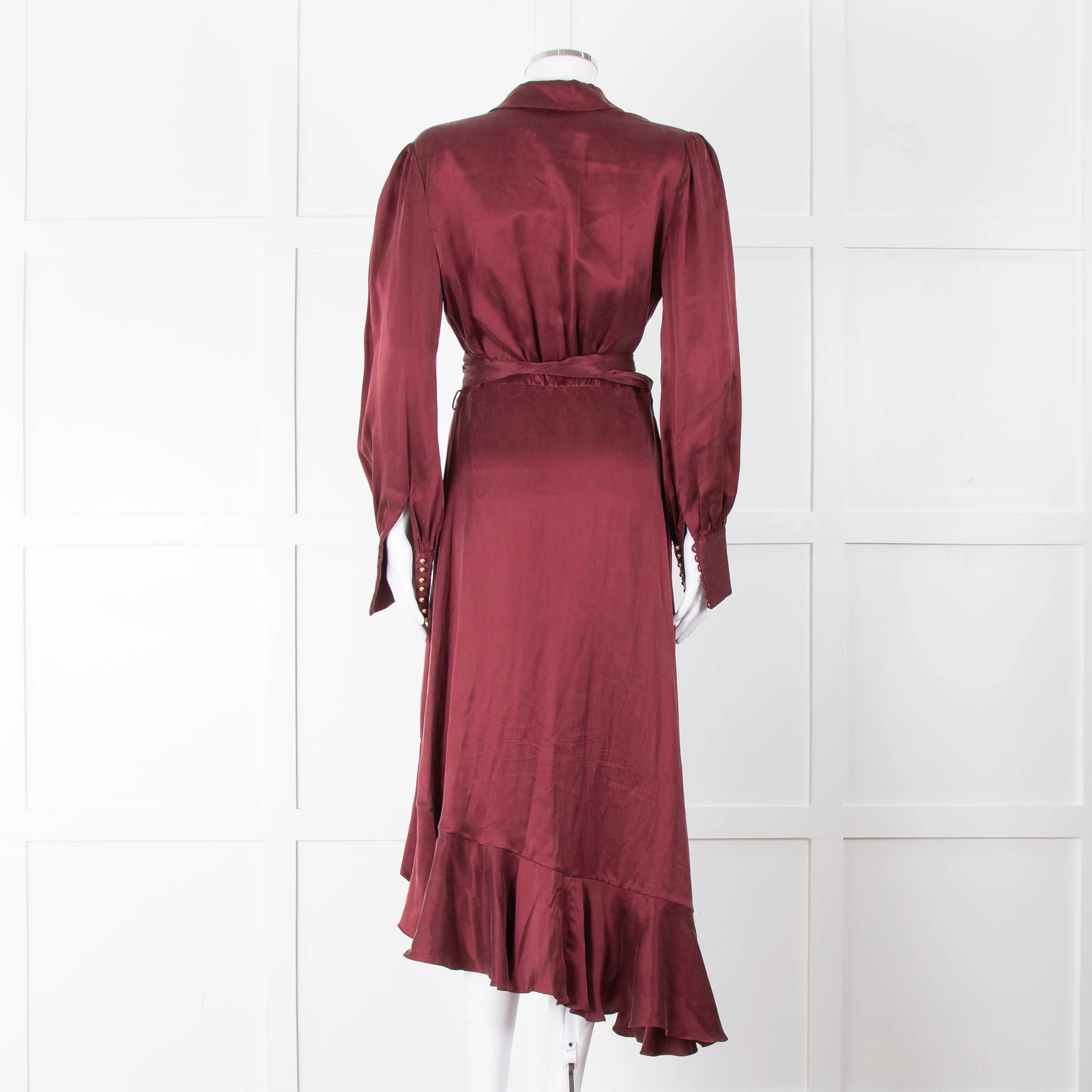 Zimmermann Burgundy Silk Wrap Dress - Image 5