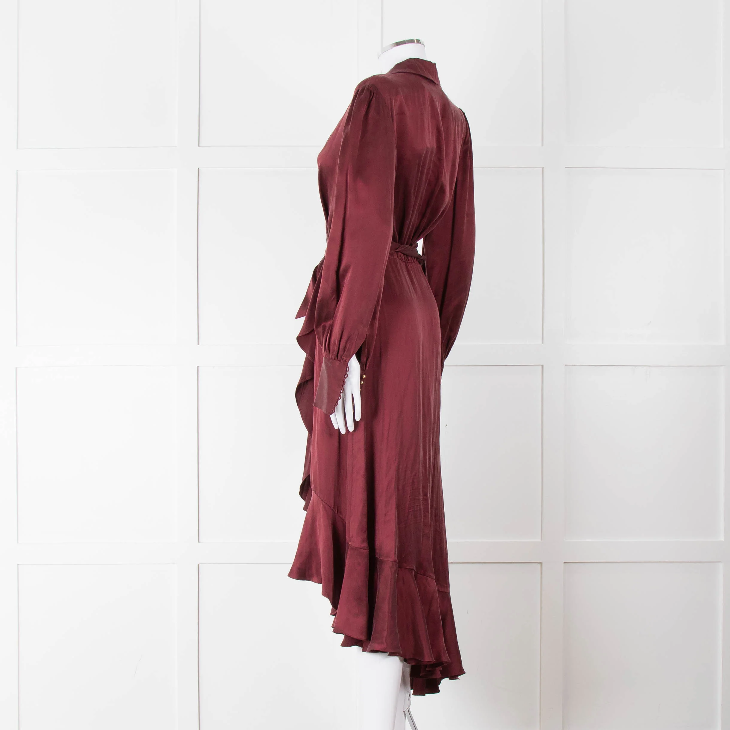 Zimmermann Burgundy Silk Wrap Dress - Image 6
