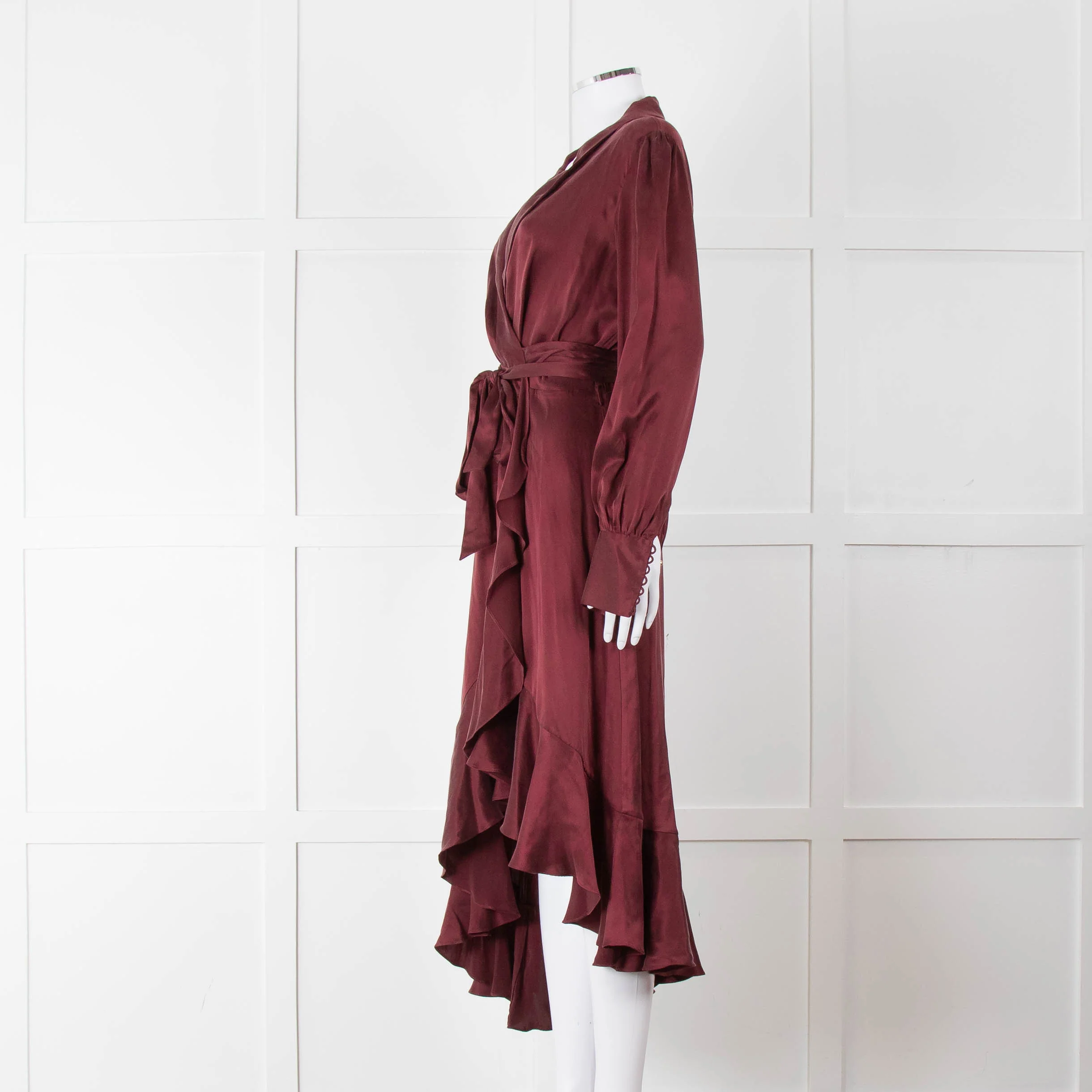 Zimmermann Burgundy Silk Wrap Dress - Image 7