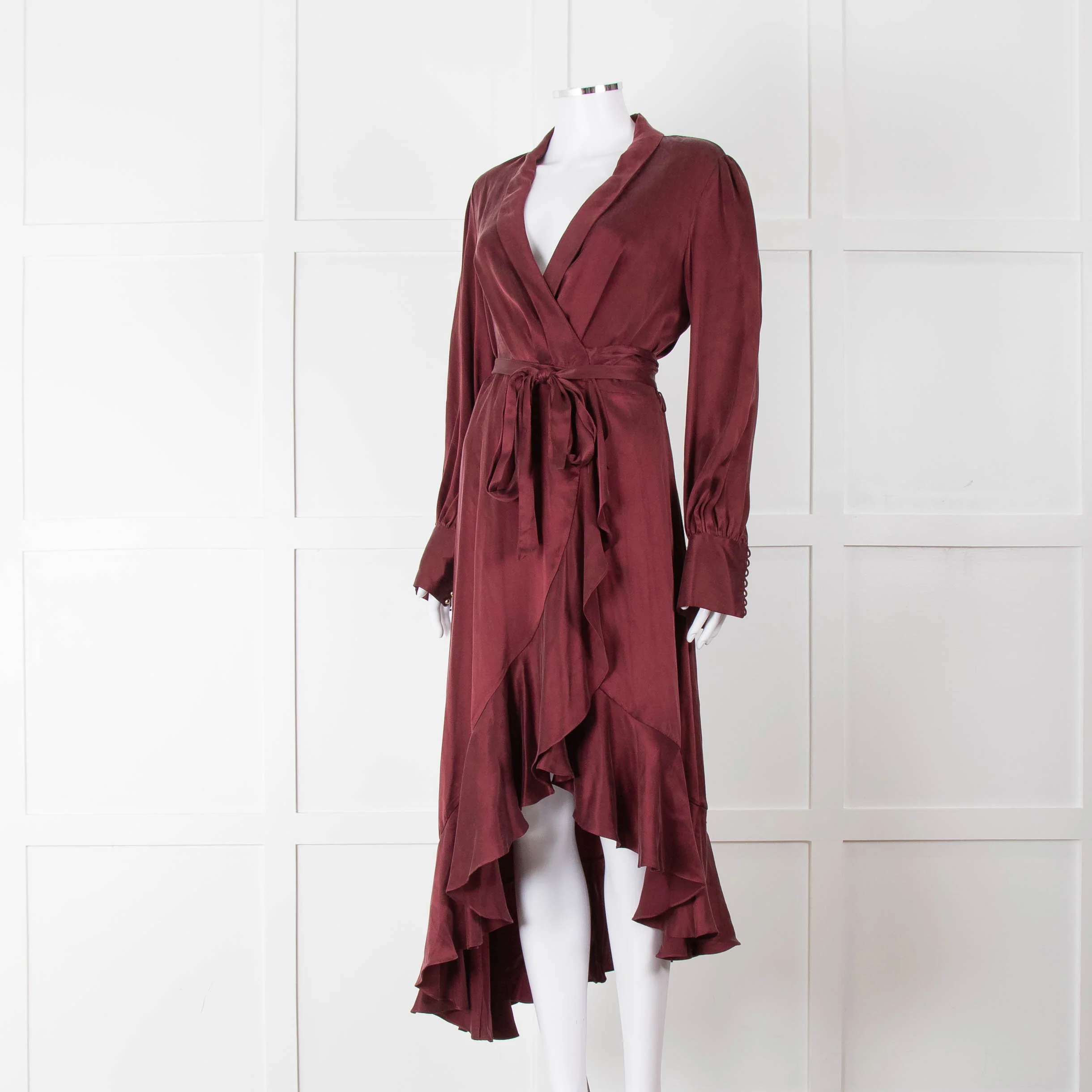 Zimmermann Burgundy Silk Wrap Dress - Image 8