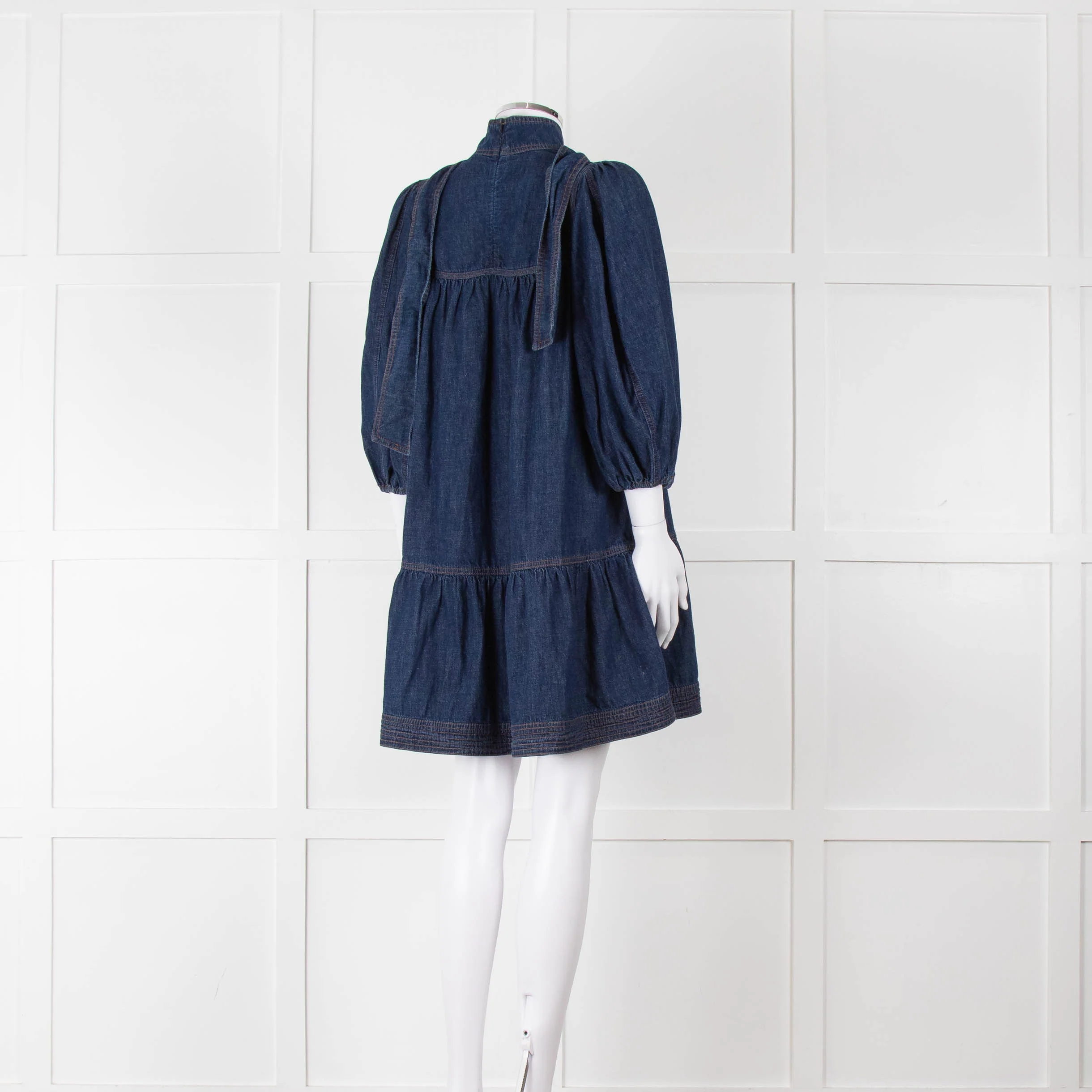 Zimmermann Dark Denim Smocked Mini Dress - Image 4