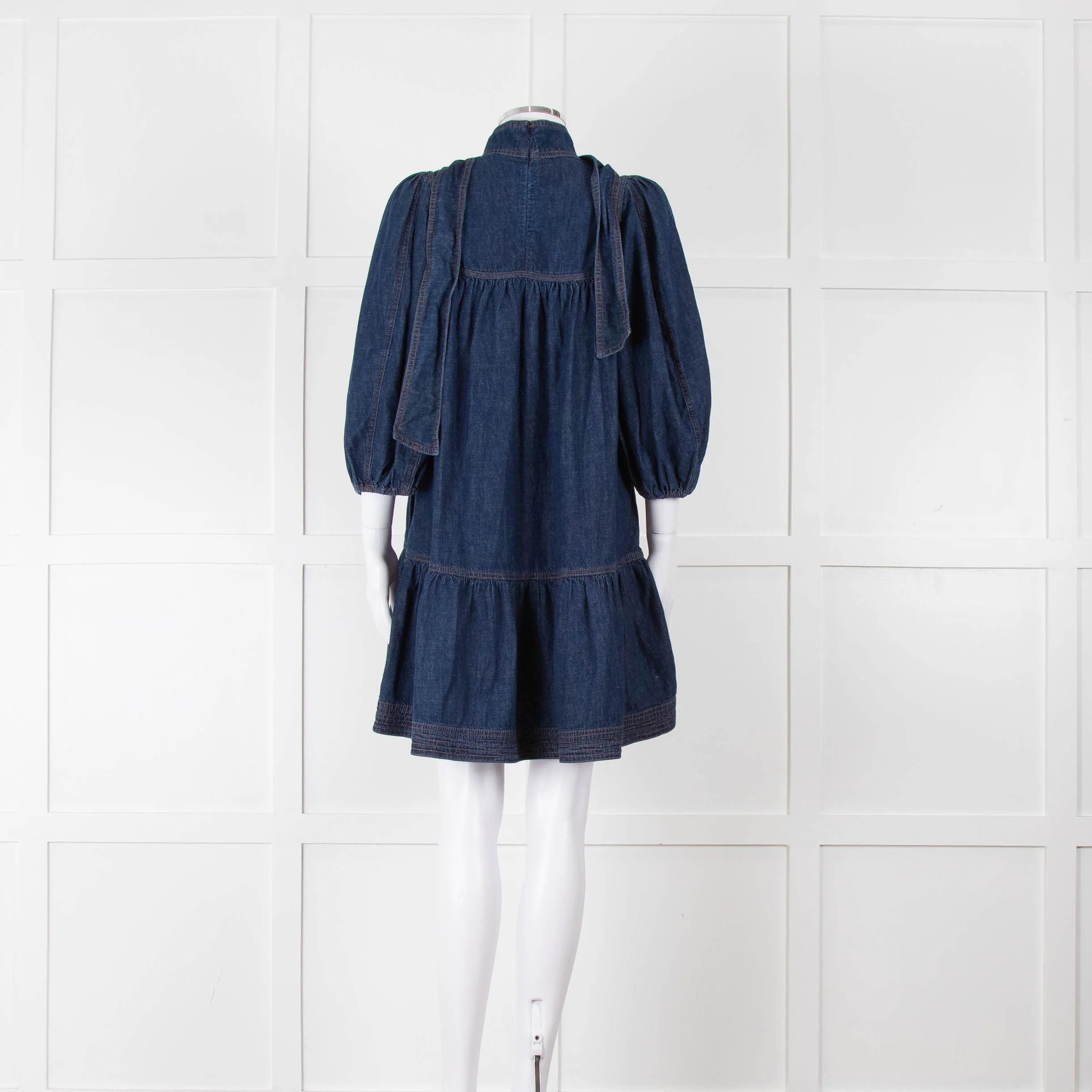 Zimmermann Dark Denim Smocked Mini Dress - Image 5
