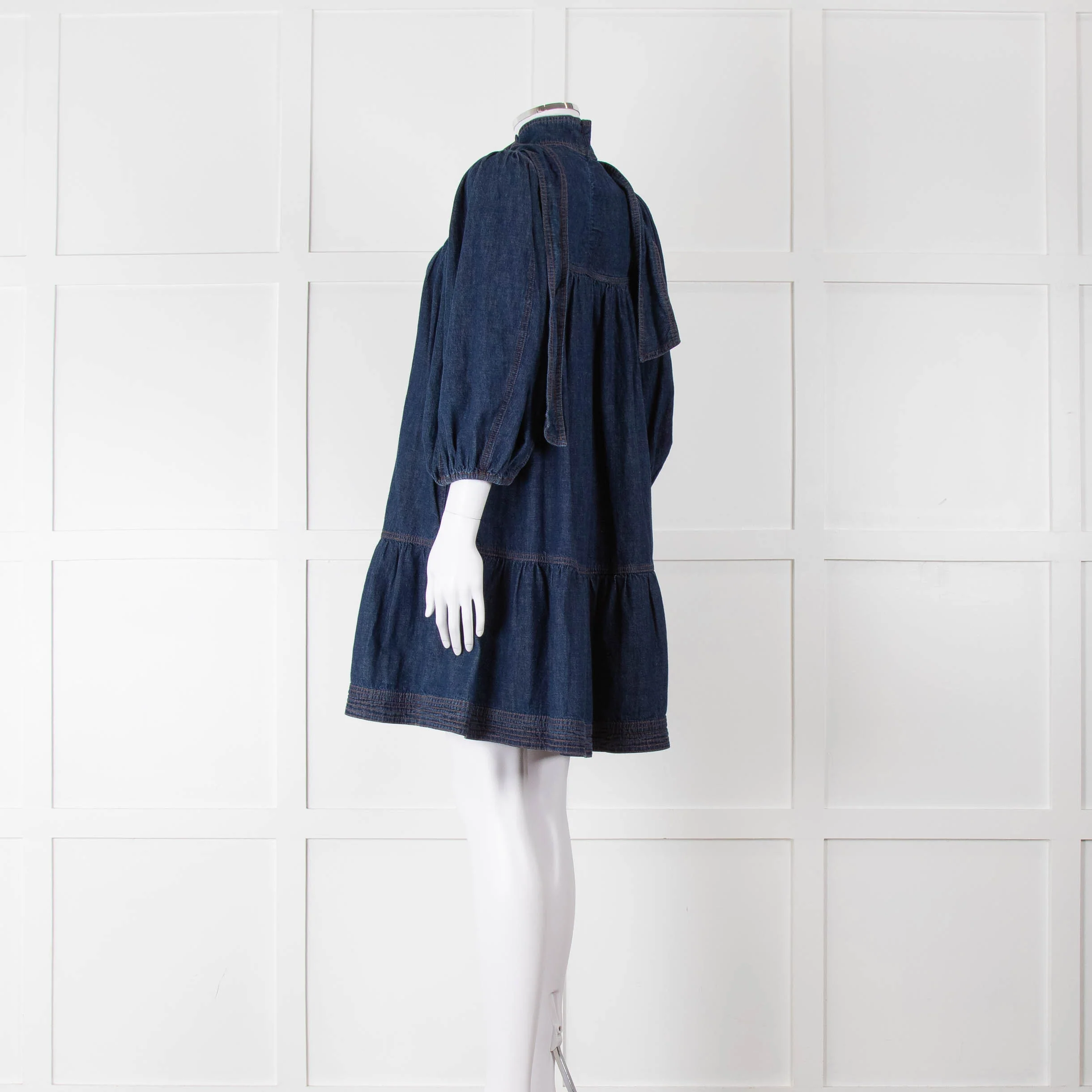 Zimmermann Dark Denim Smocked Mini Dress - Image 6