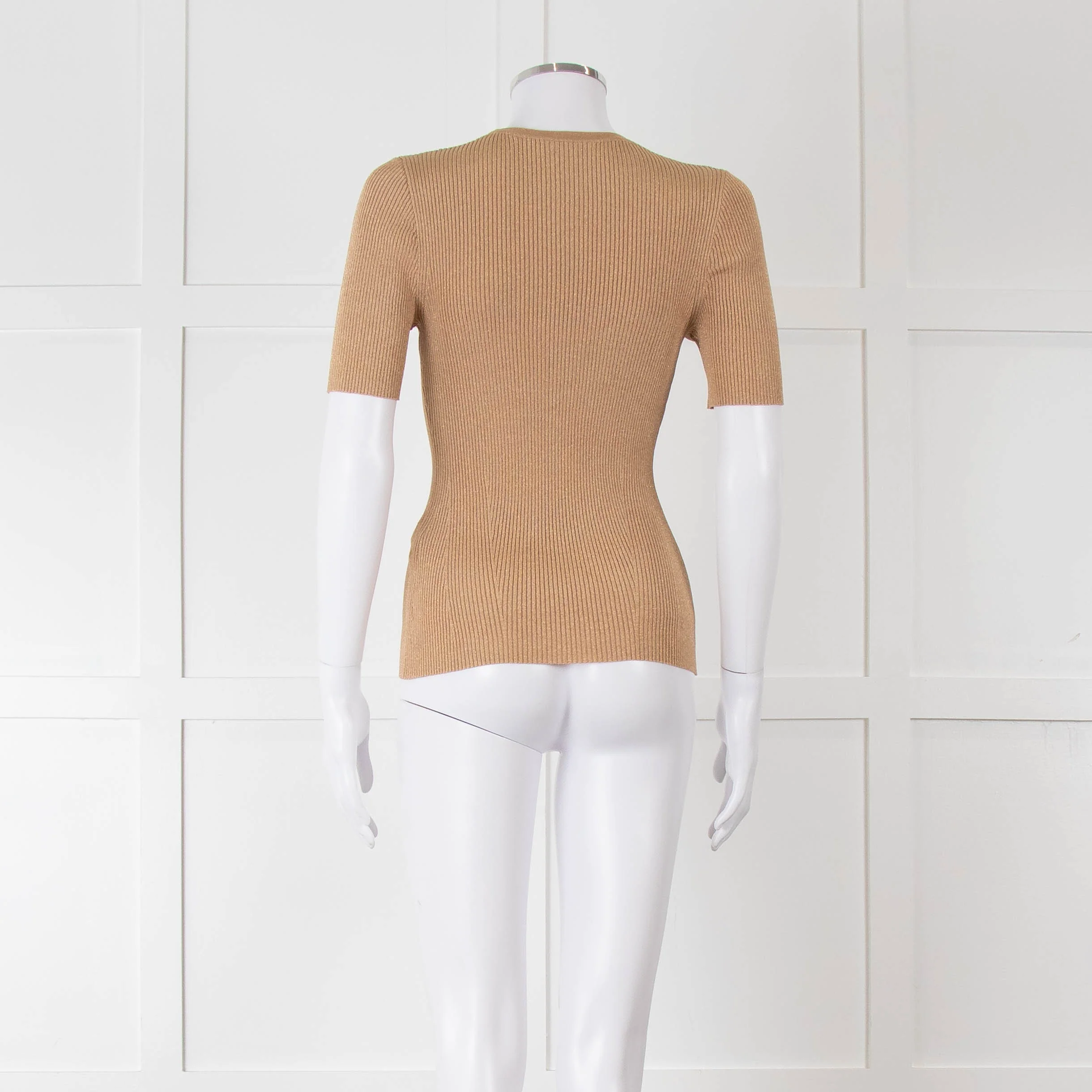 Zimmermann Gold Lurex Knit Short Sleeve Top - Image 5