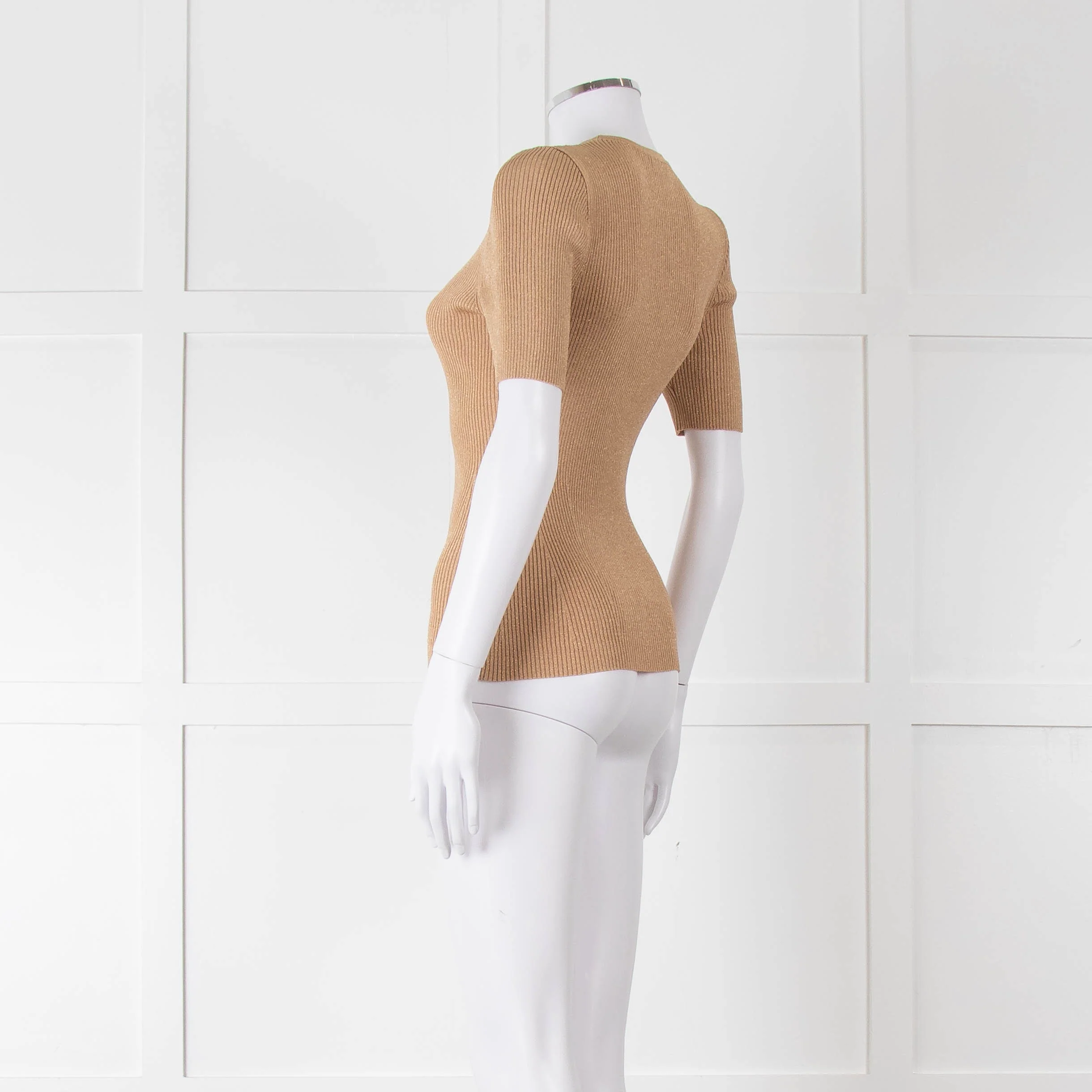 Zimmermann Gold Lurex Knit Short Sleeve Top - Image 6