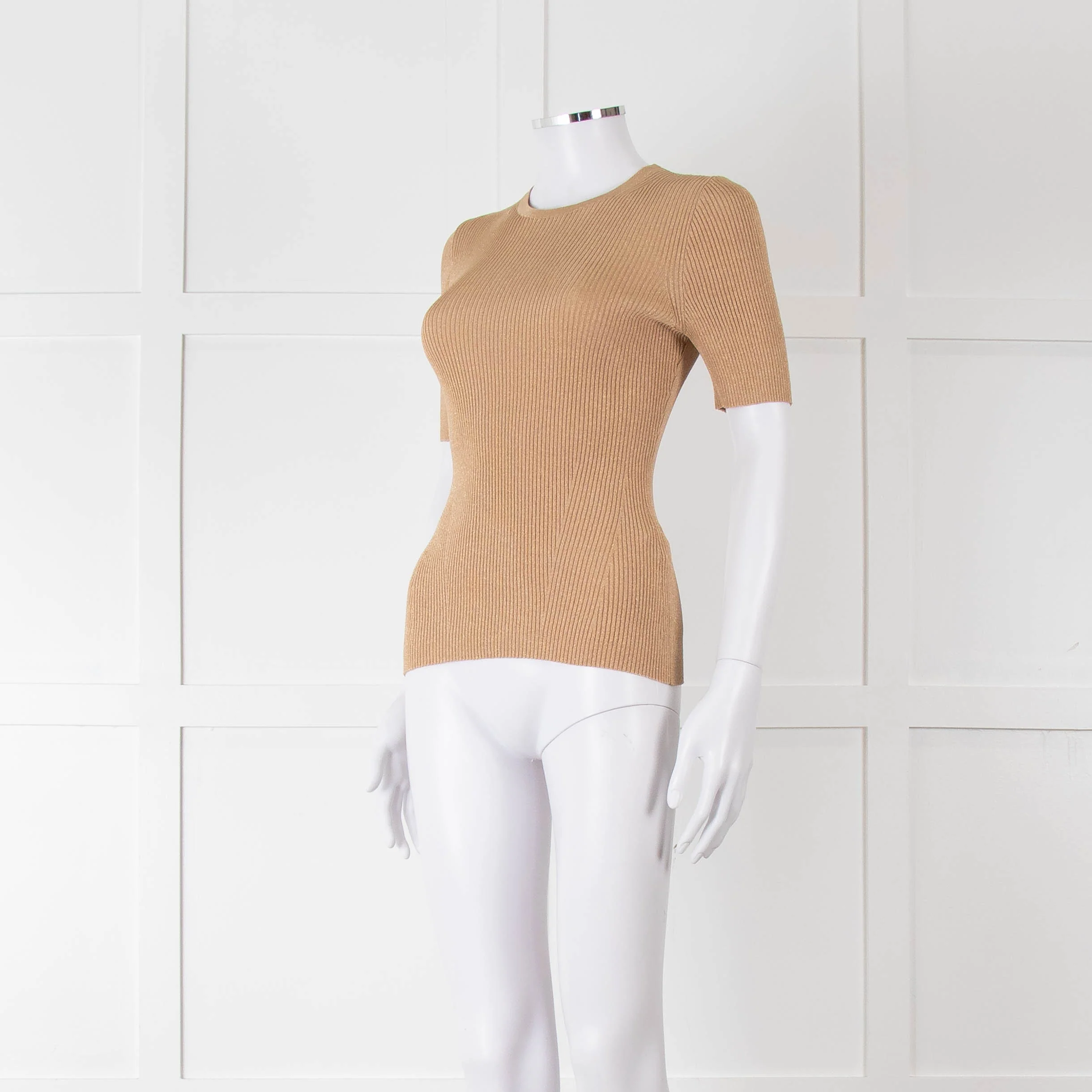 Zimmermann Gold Lurex Knit Short Sleeve Top - Image 8