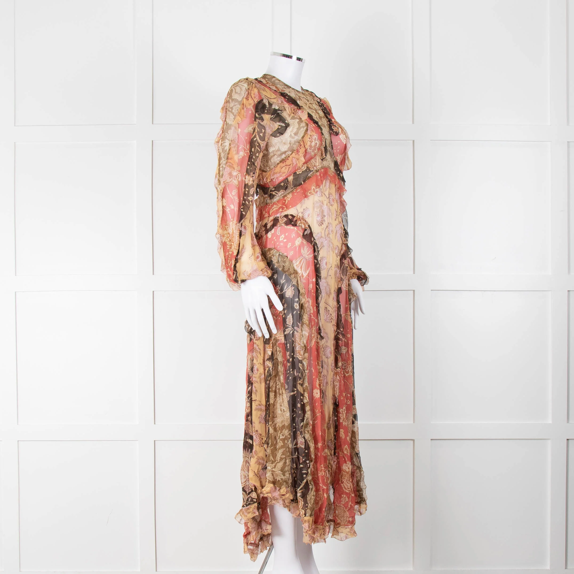 Zimmermann Silk Ruffle Multicoloured Patchwork Print Dress - Image 2