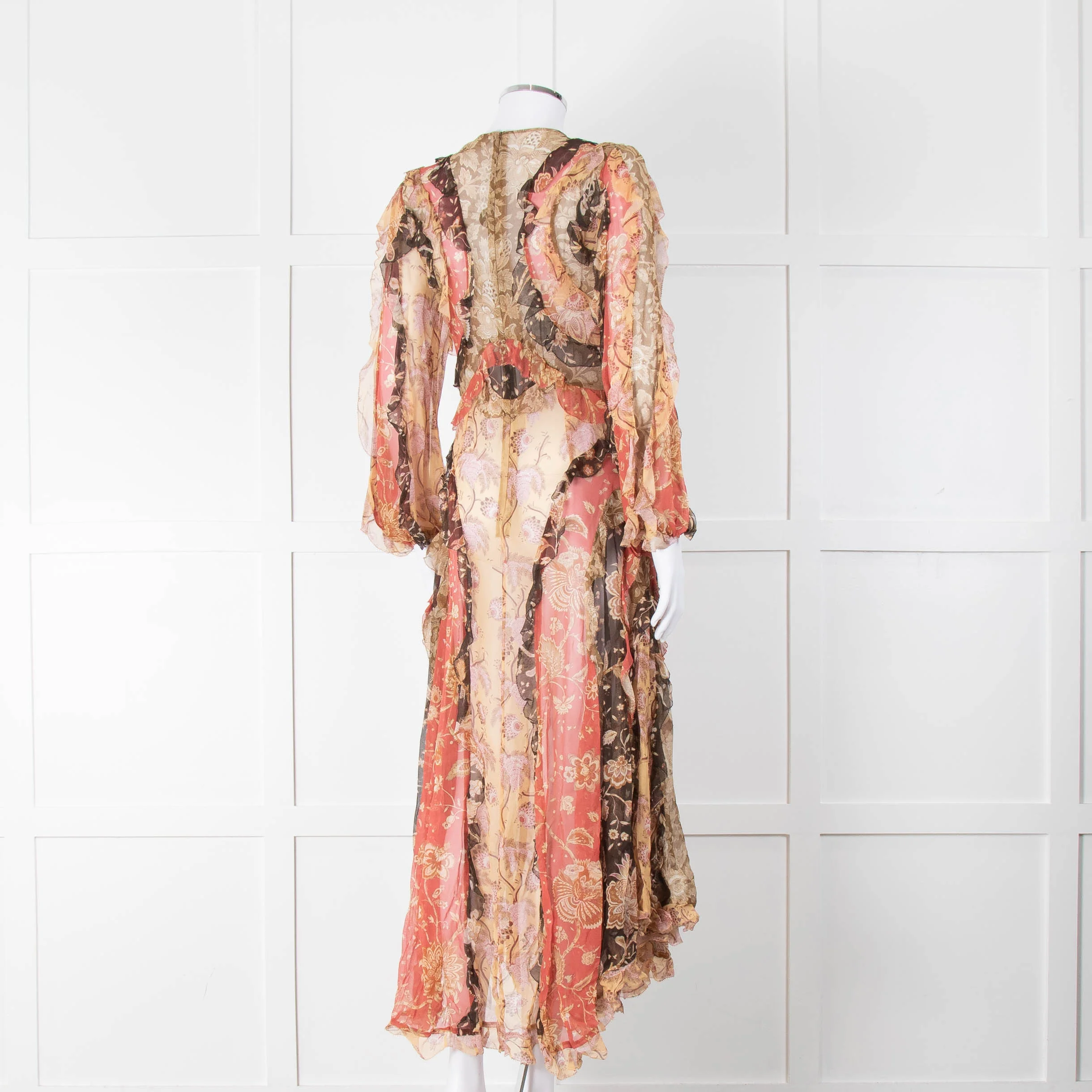 Zimmermann Silk Ruffle Multicoloured Patchwork Print Dress - Image 4