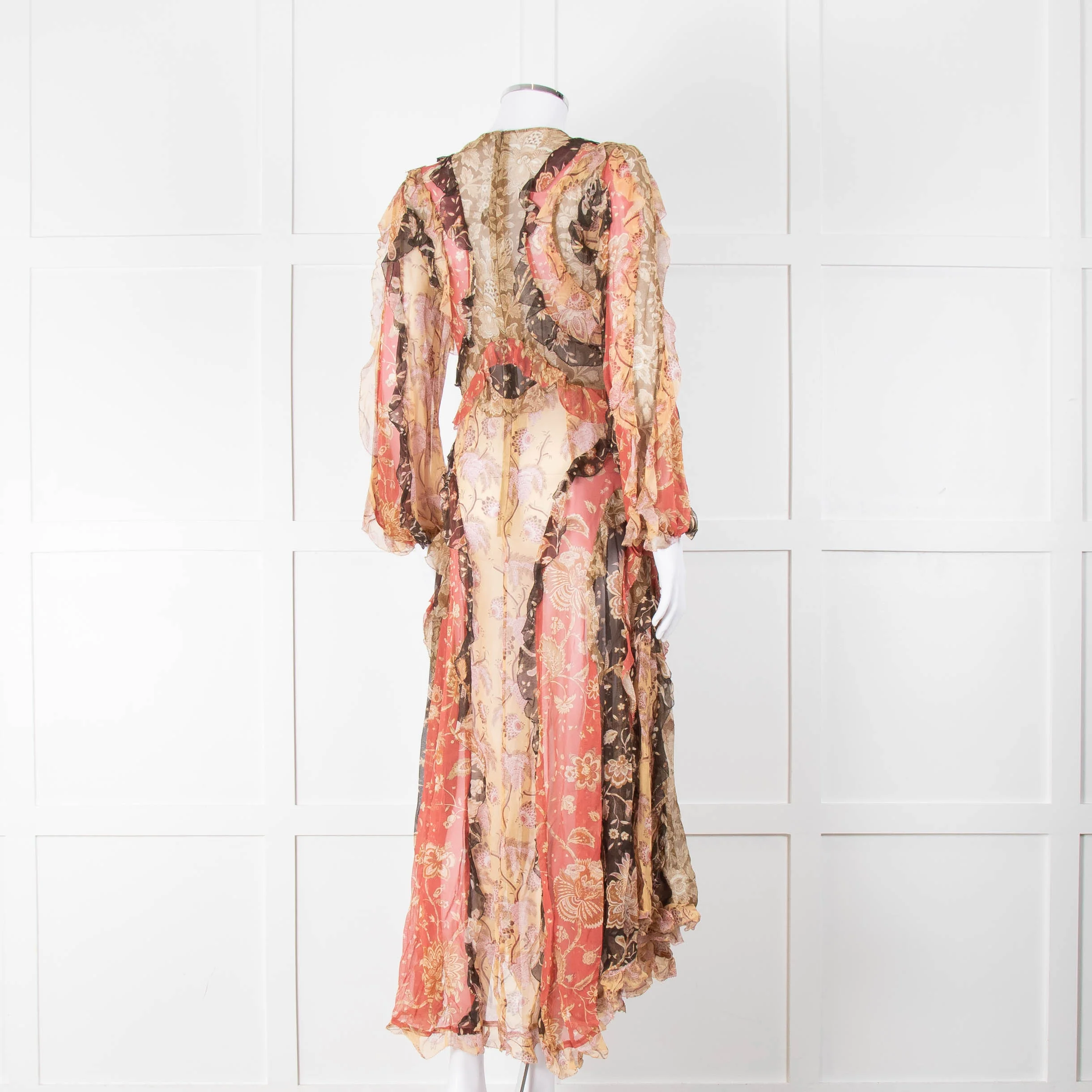 Zimmermann Silk Ruffle Multicoloured Patchwork Print Dress - Image 5
