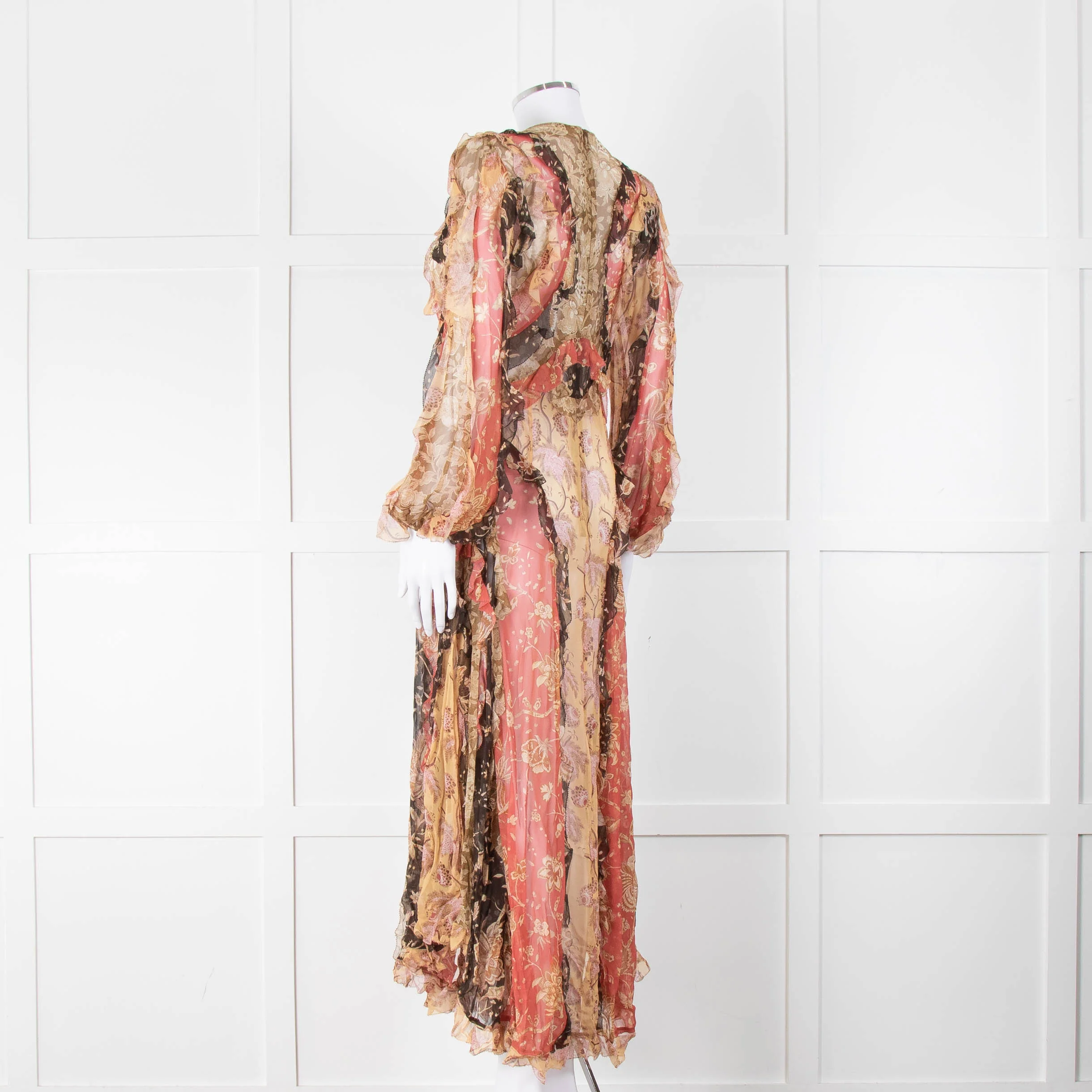 Zimmermann Silk Ruffle Multicoloured Patchwork Print Dress - Image 7