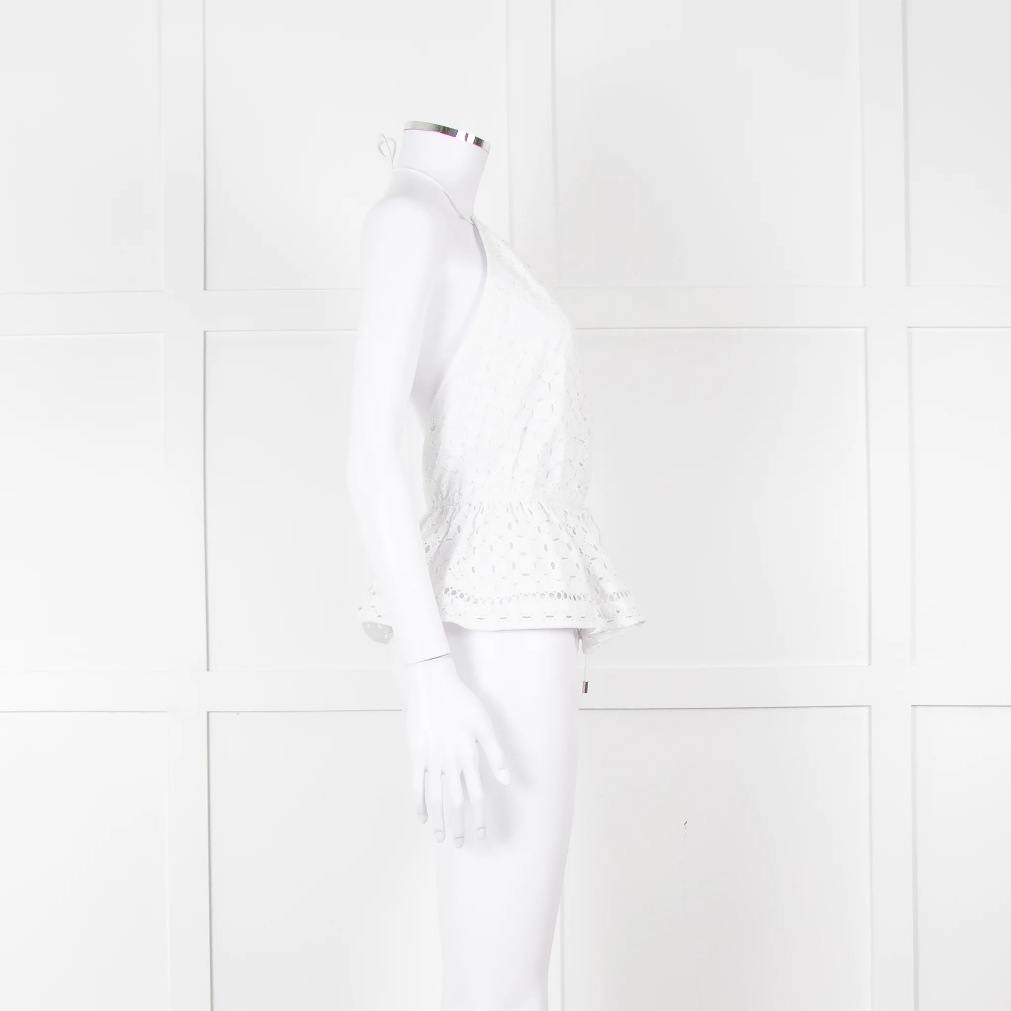 Zimmermann White Halter Neck Lace Cotton Top - Image 3
