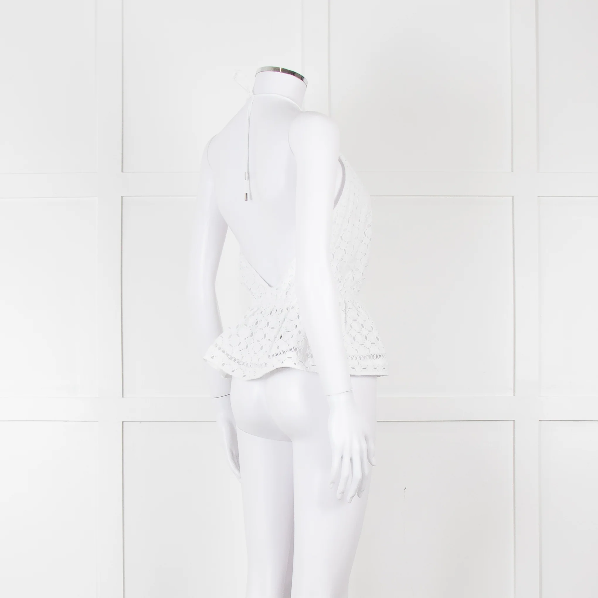 Zimmermann White Halter Neck Lace Cotton Top - Image 4