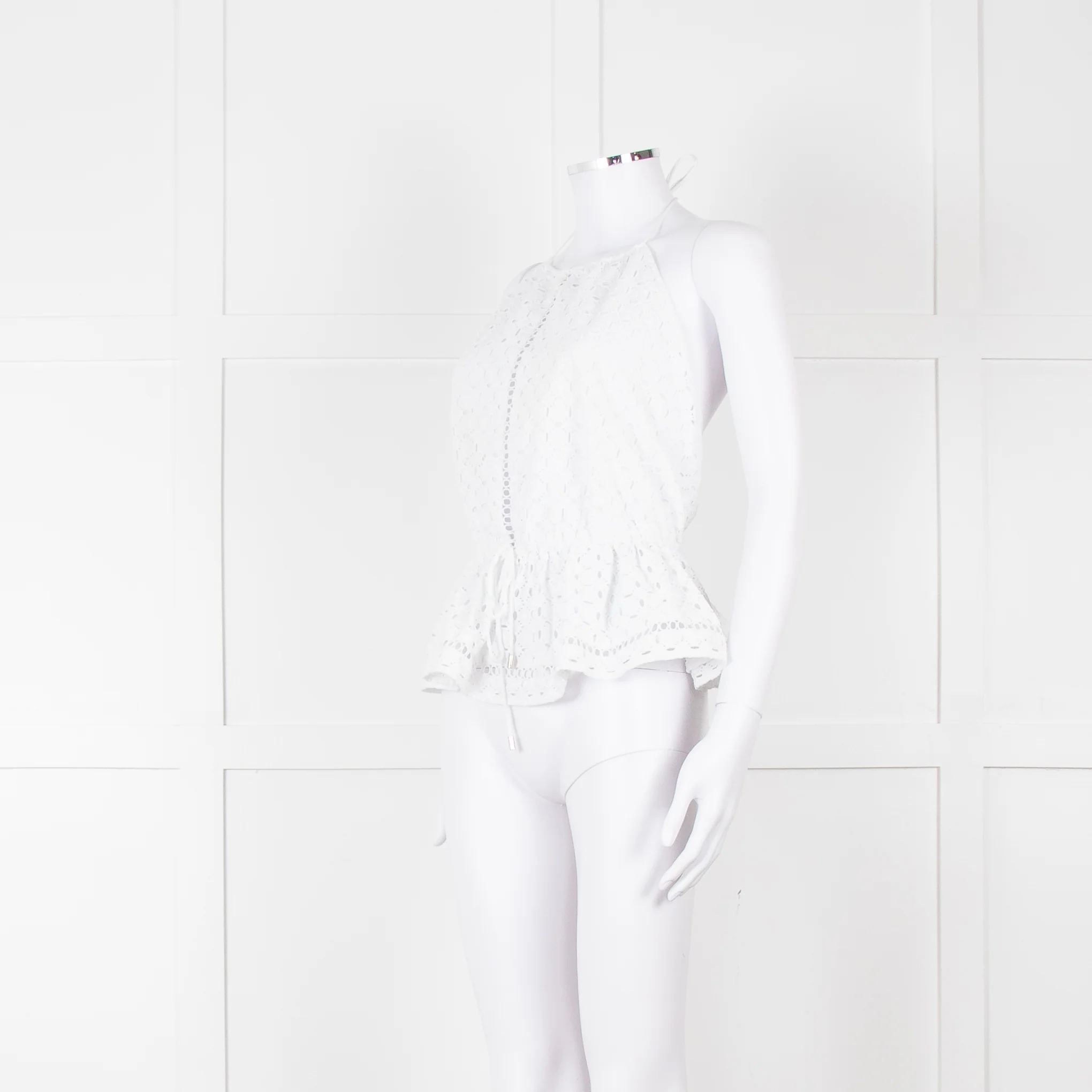 Zimmermann White Halter Neck Lace Cotton Top - Image 8