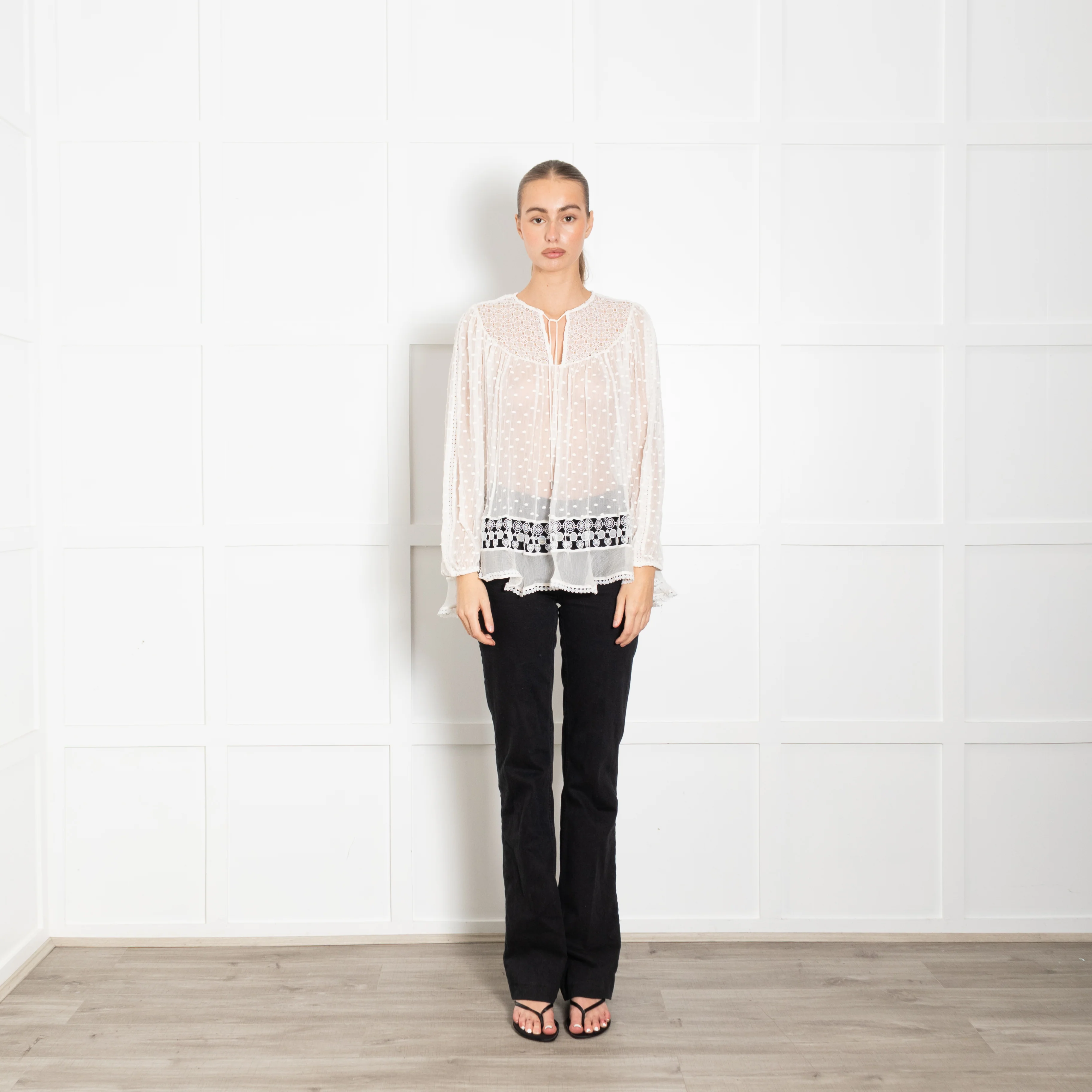 Zimmermann White Lace And Polka Spot Top