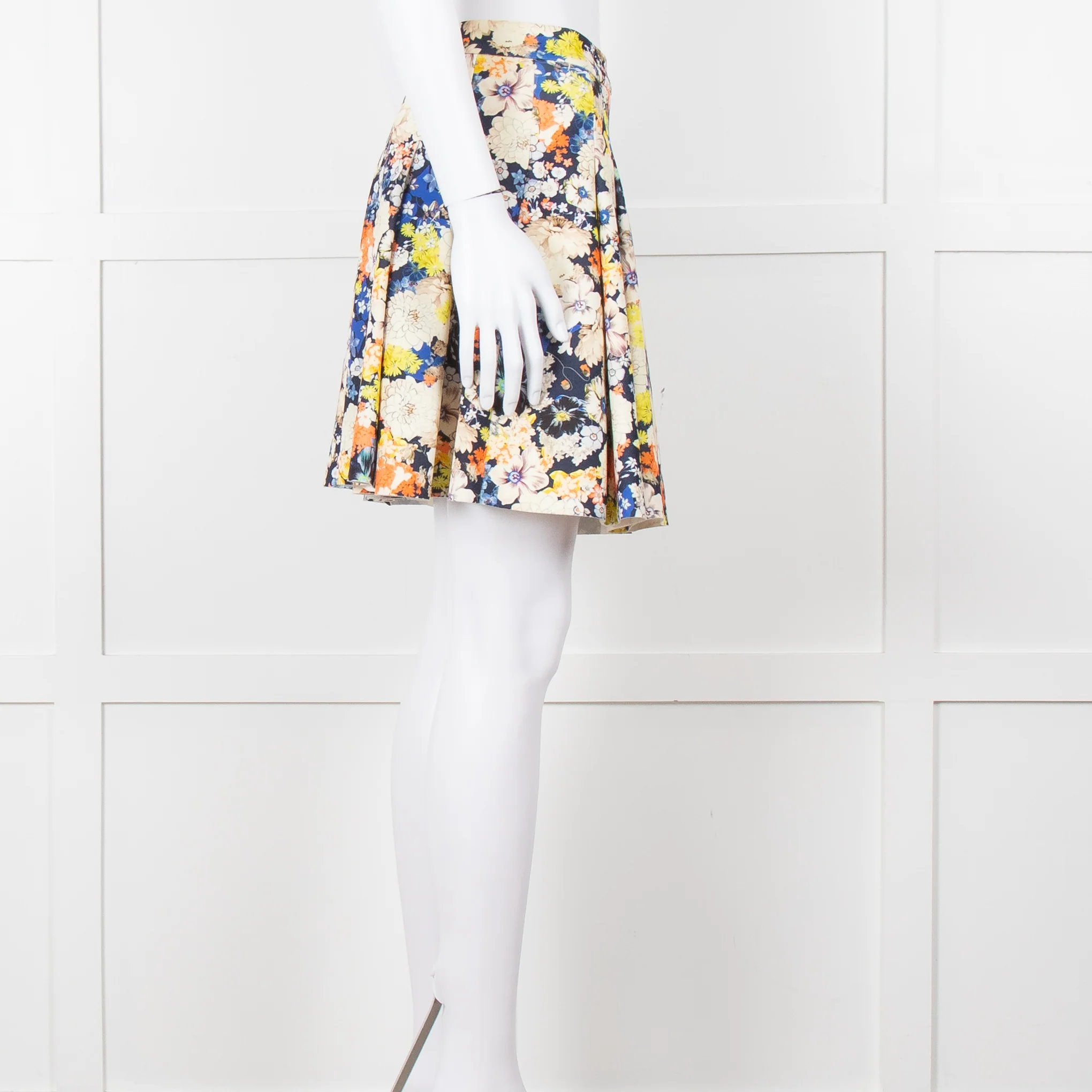 Zoe Milano Navy Cream Yellow Floral Mini Skirt - Image 3
