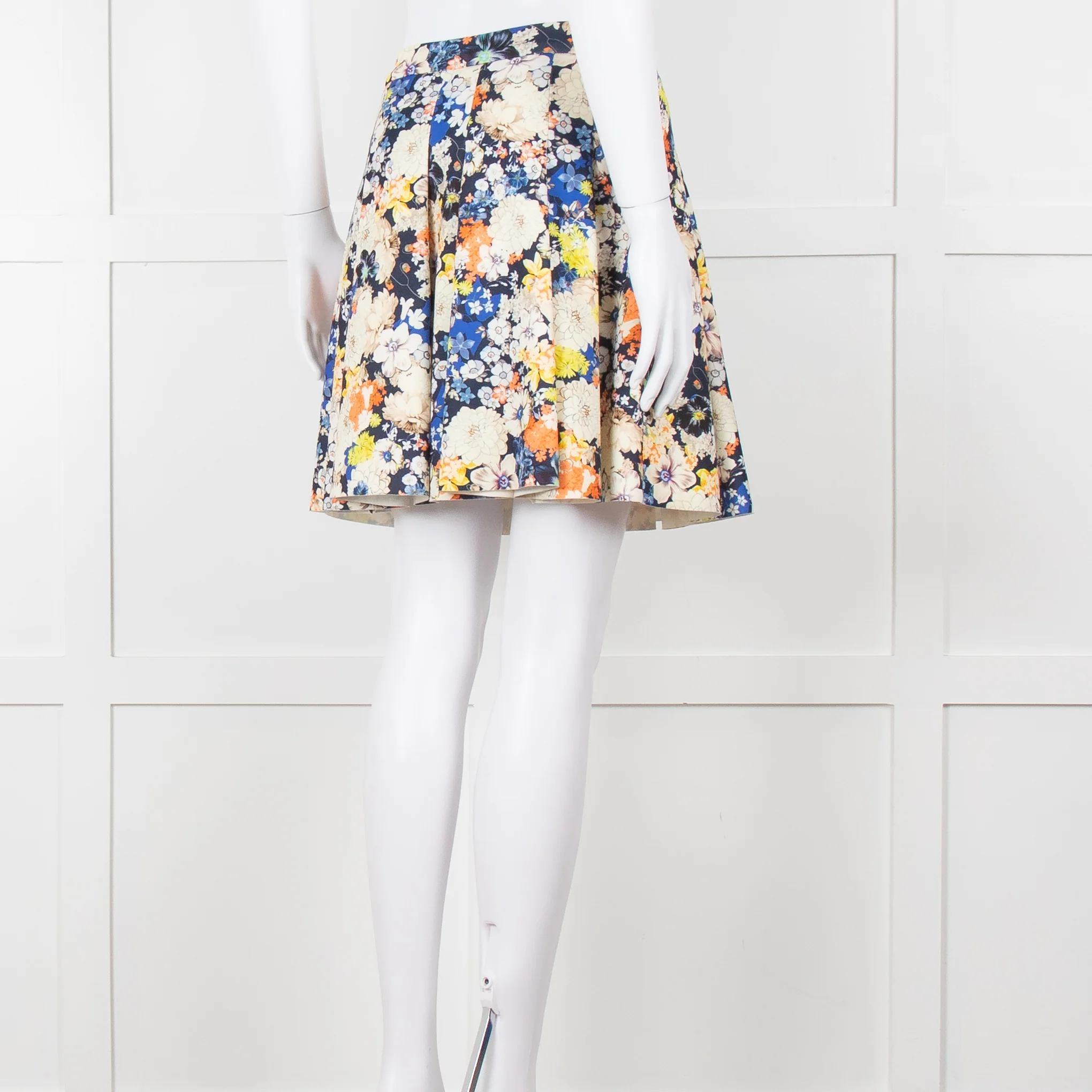 Zoe Milano Navy Cream Yellow Floral Mini Skirt - Image 4