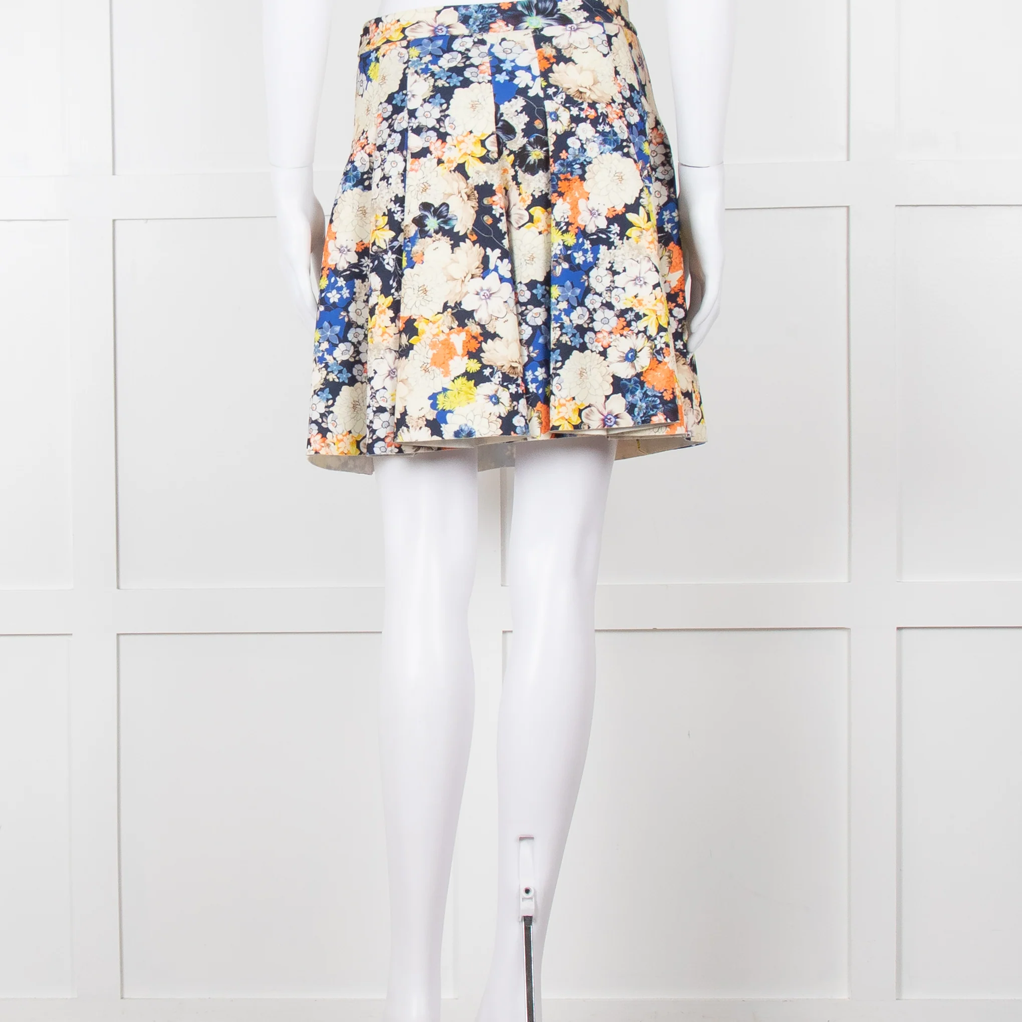 Zoe Milano Navy Cream Yellow Floral Mini Skirt - Image 5