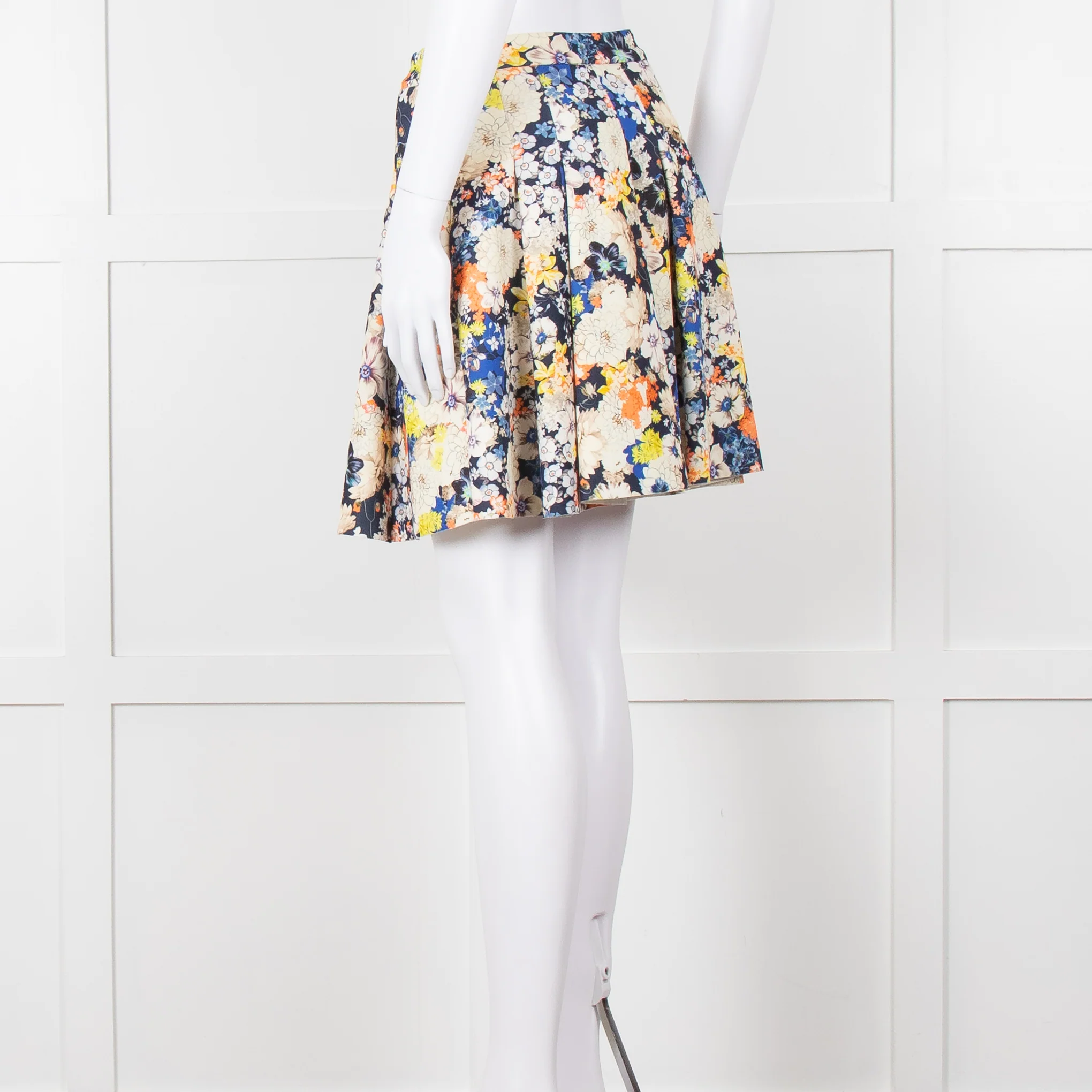 Zoe Milano Navy Cream Yellow Floral Mini Skirt - Image 6