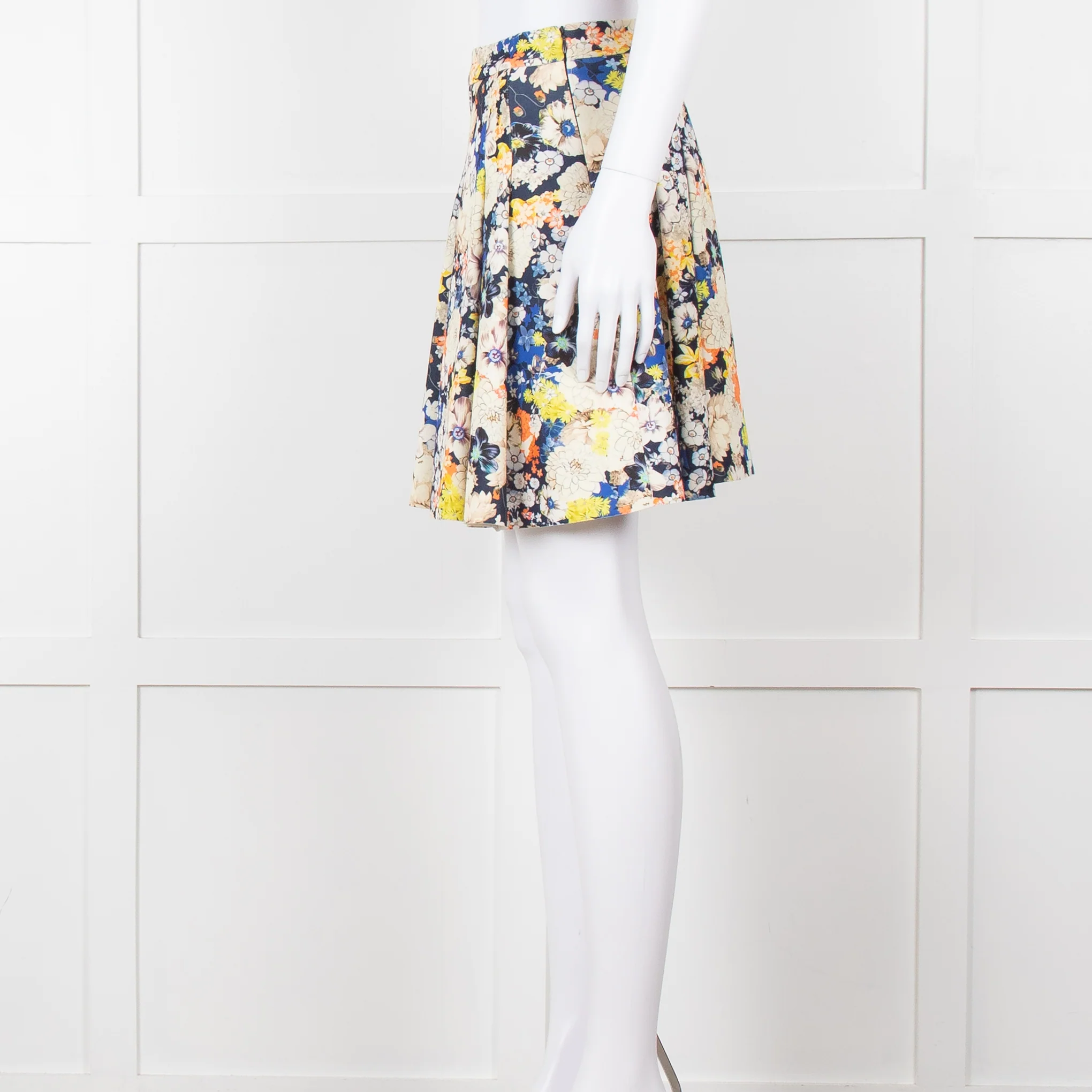Zoe Milano Navy Cream Yellow Floral Mini Skirt - Image 7