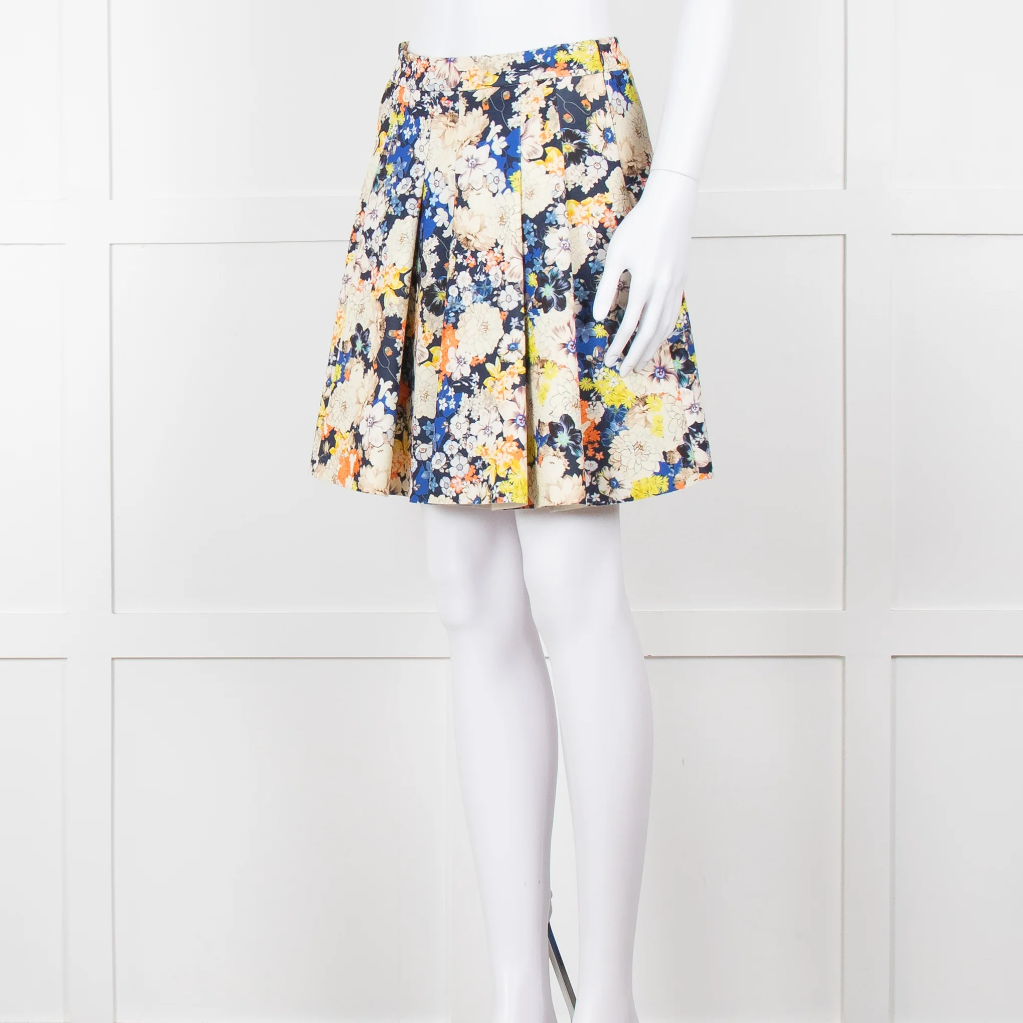 Zoe Milano Navy Cream Yellow Floral Mini Skirt - Image 8